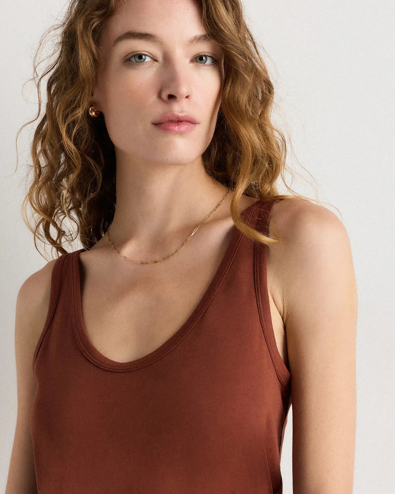 Cotton Modal Double Scoop Neck Tank