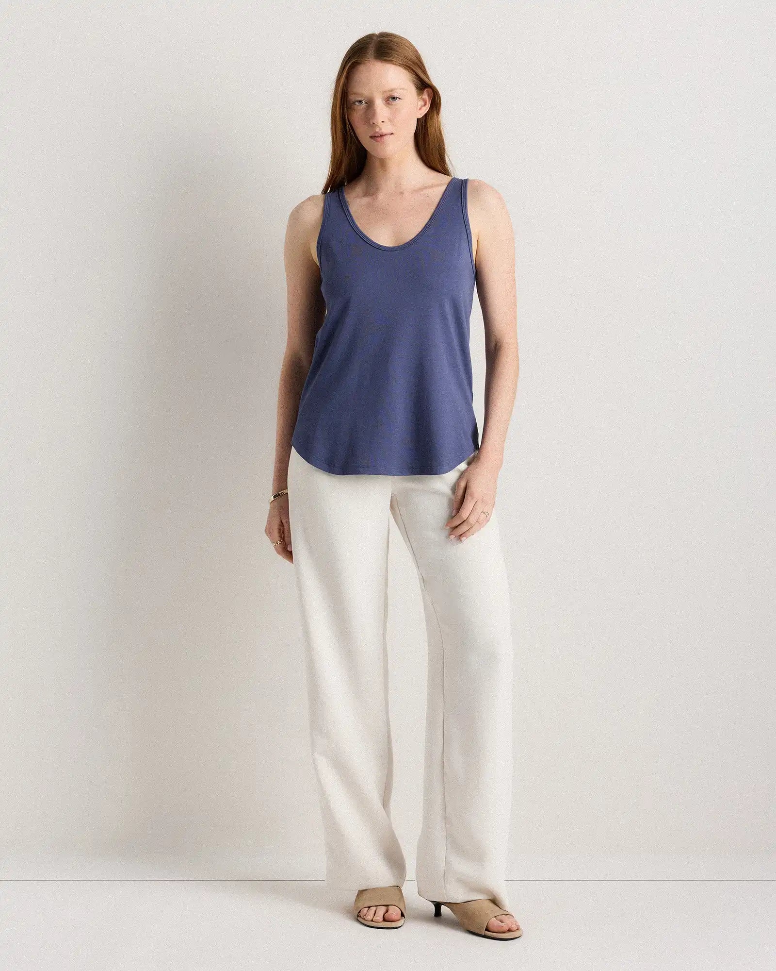 Cotton Modal Double Scoop Neck Tank