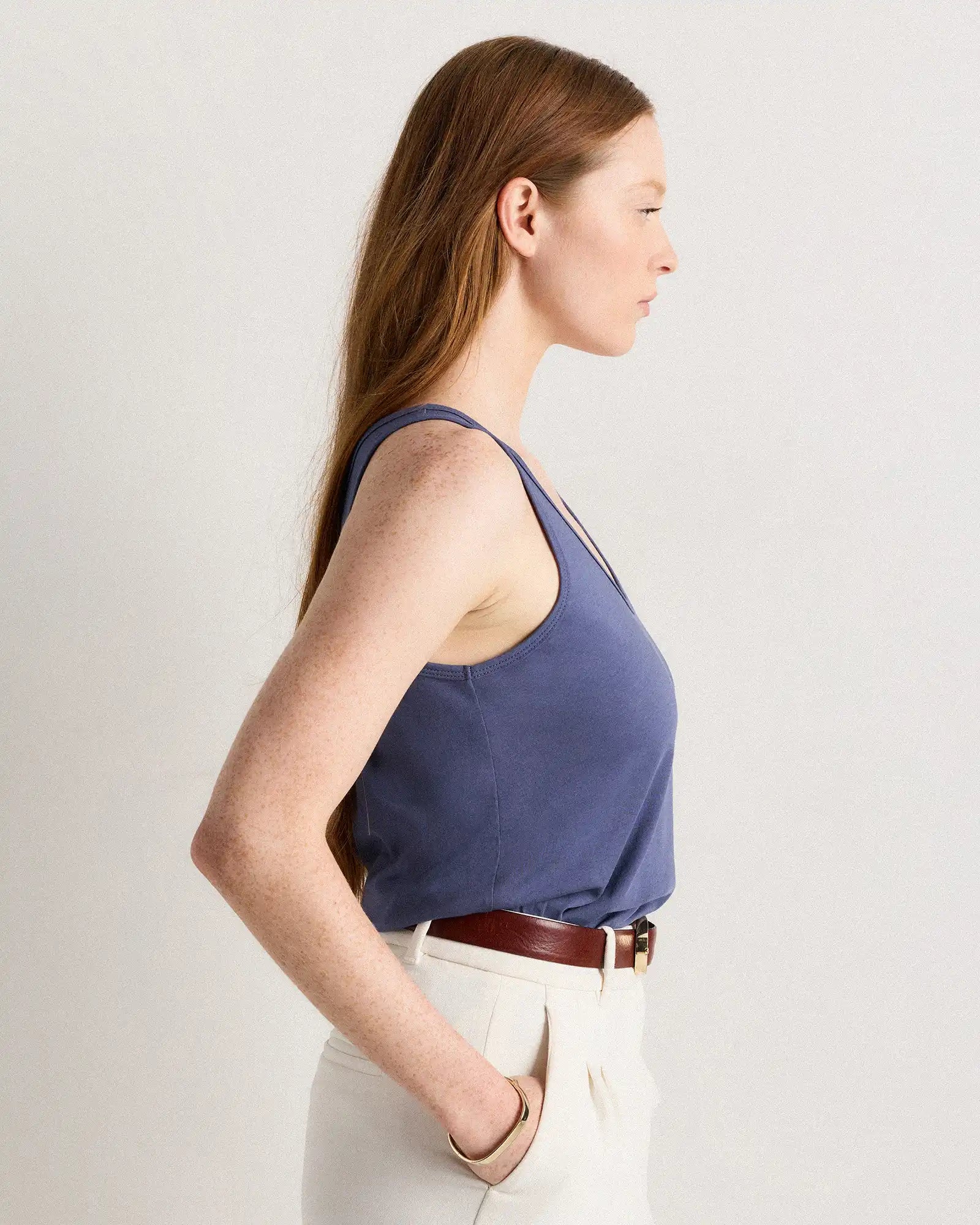 Cotton Modal Double Scoop Neck Tank