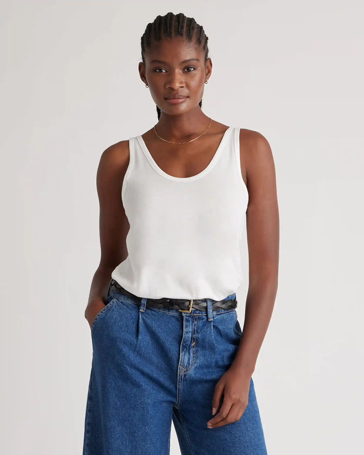 Cotton Modal Double Scoop Neck Tank