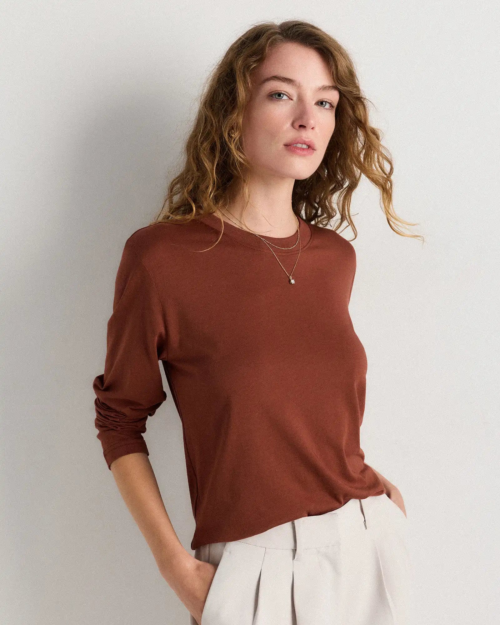 Cotton Modal Relaxed Long Sleeve Tee