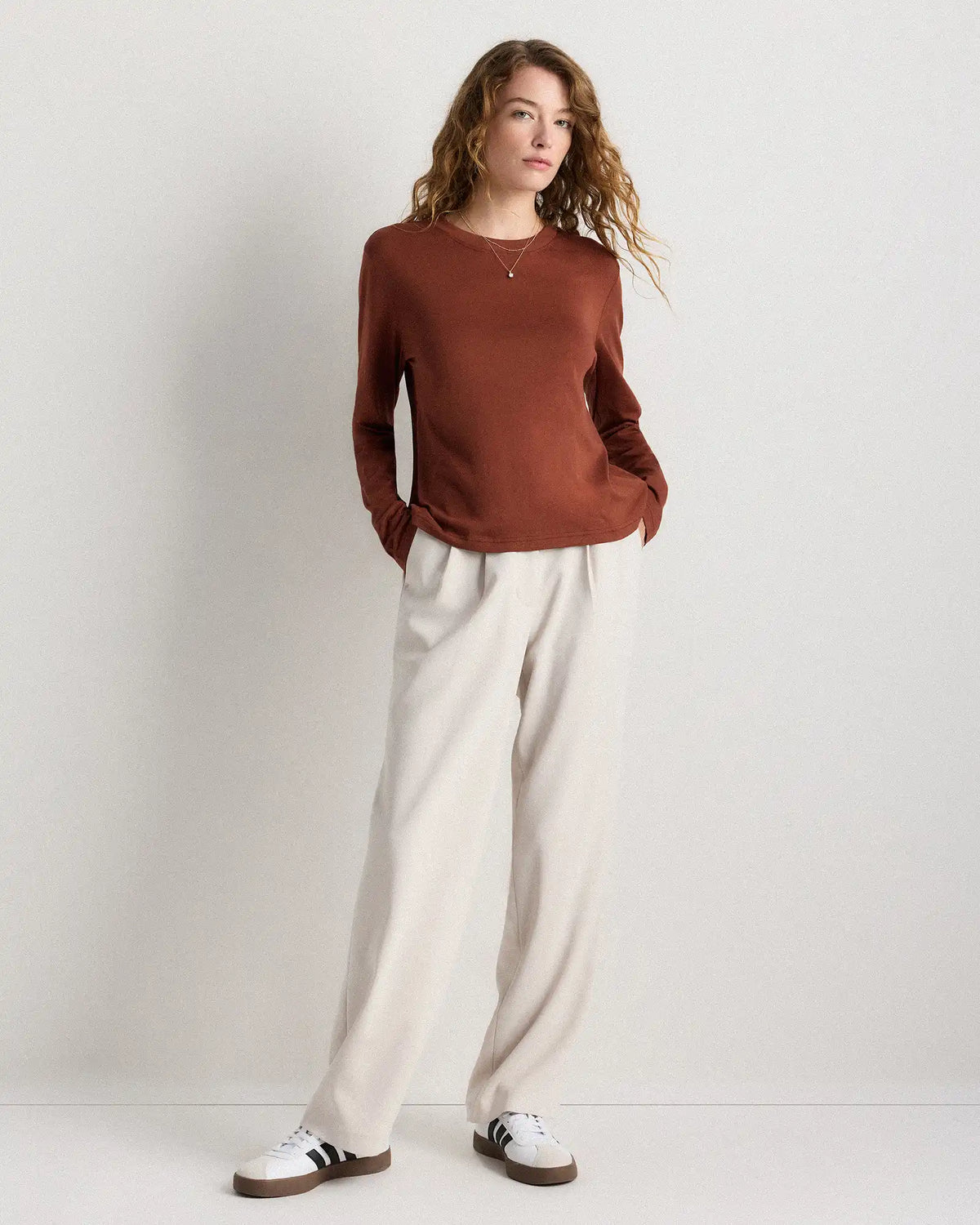 Cotton Modal Relaxed Long Sleeve Tee