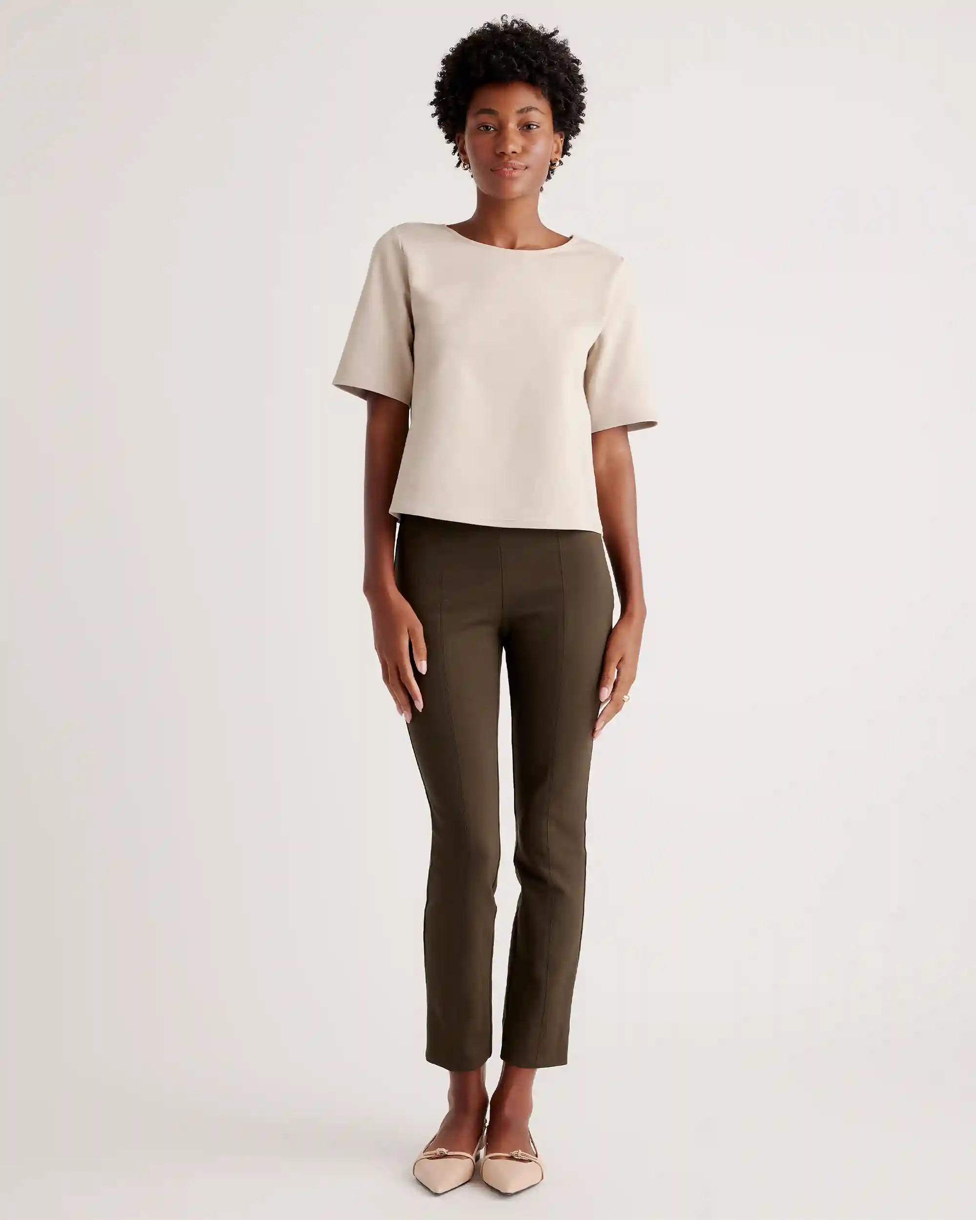 Ultra-Stretch Ponte Short Sleeve Top