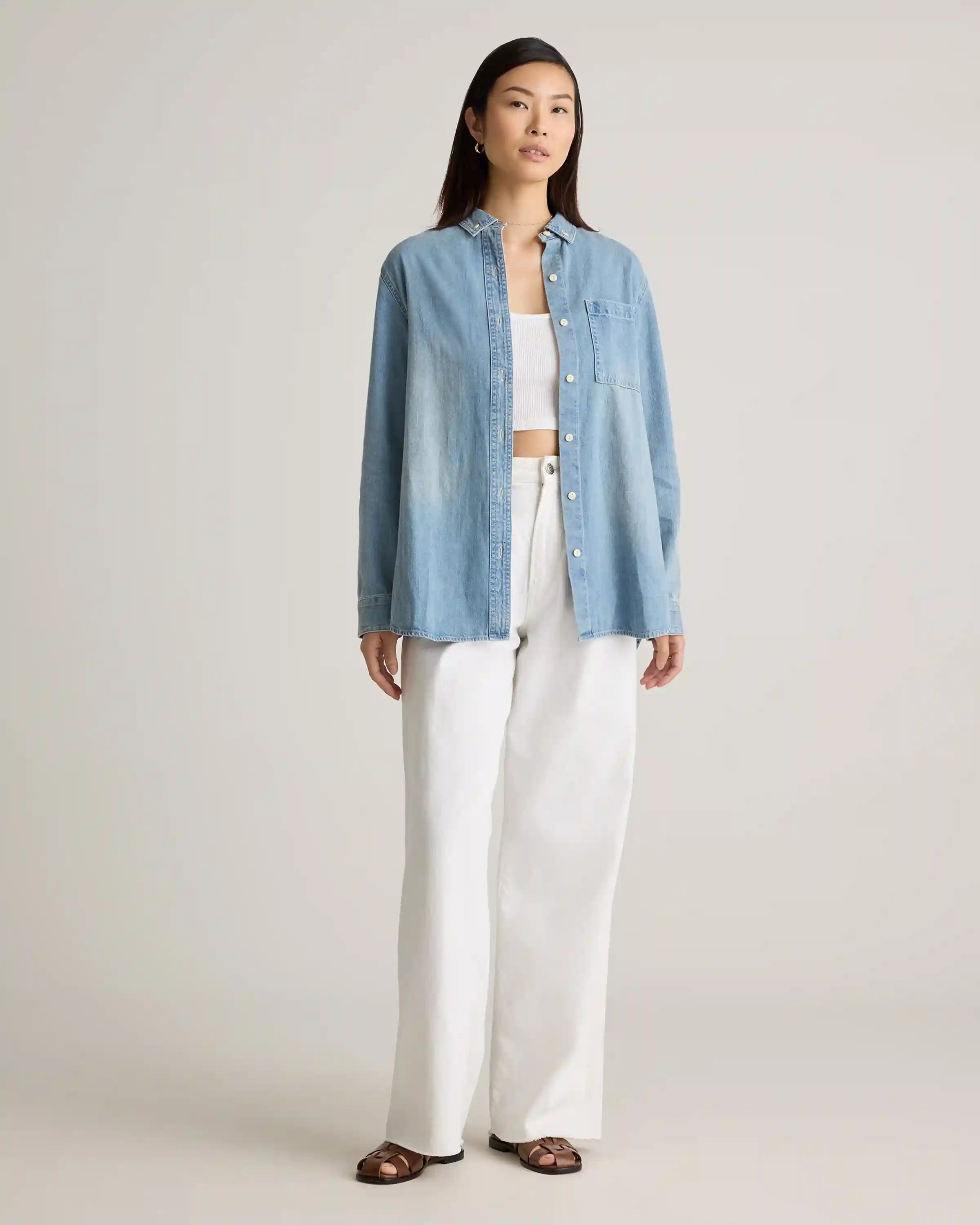 Distressed Denim Oversized Shirt
