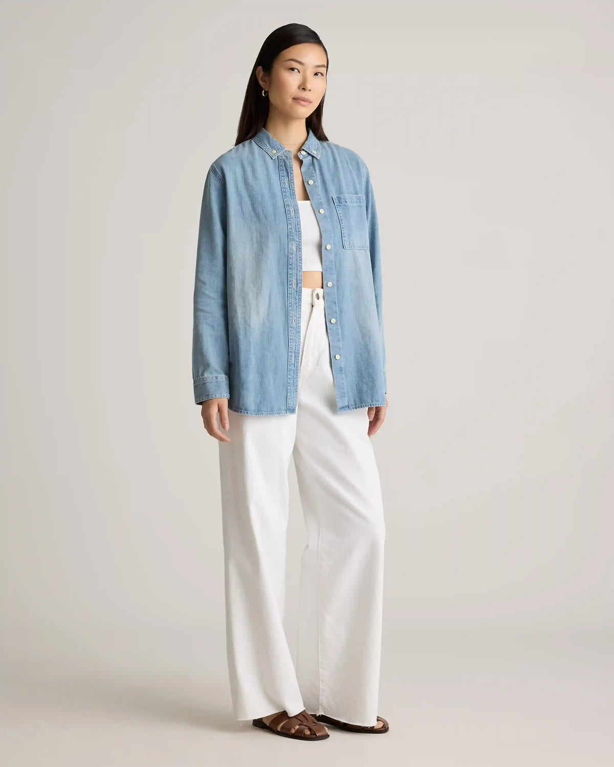 Distressed Denim Oversized Shirt