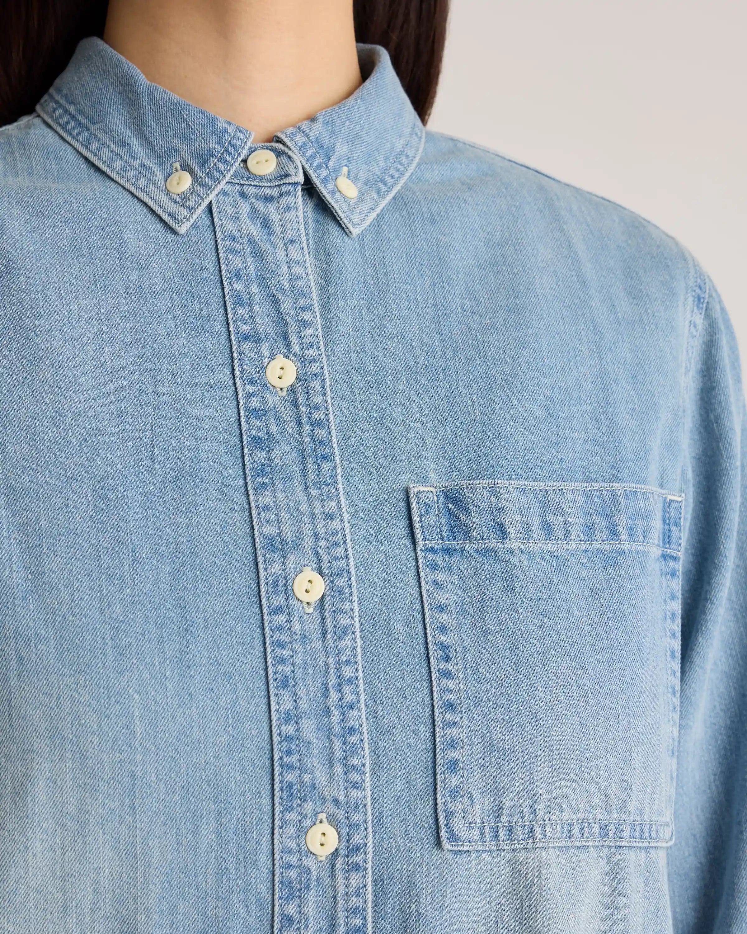 Distressed Denim Oversized Shirt