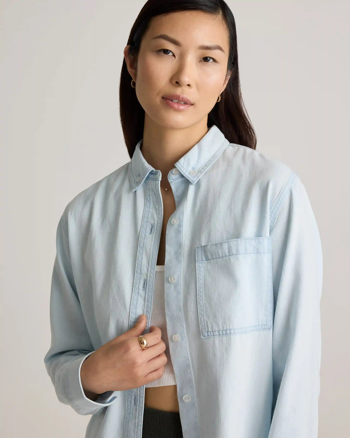 Distressed Denim Oversized Shirt