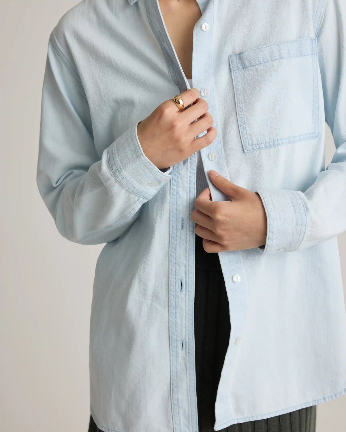 Distressed Denim Oversized Shirt