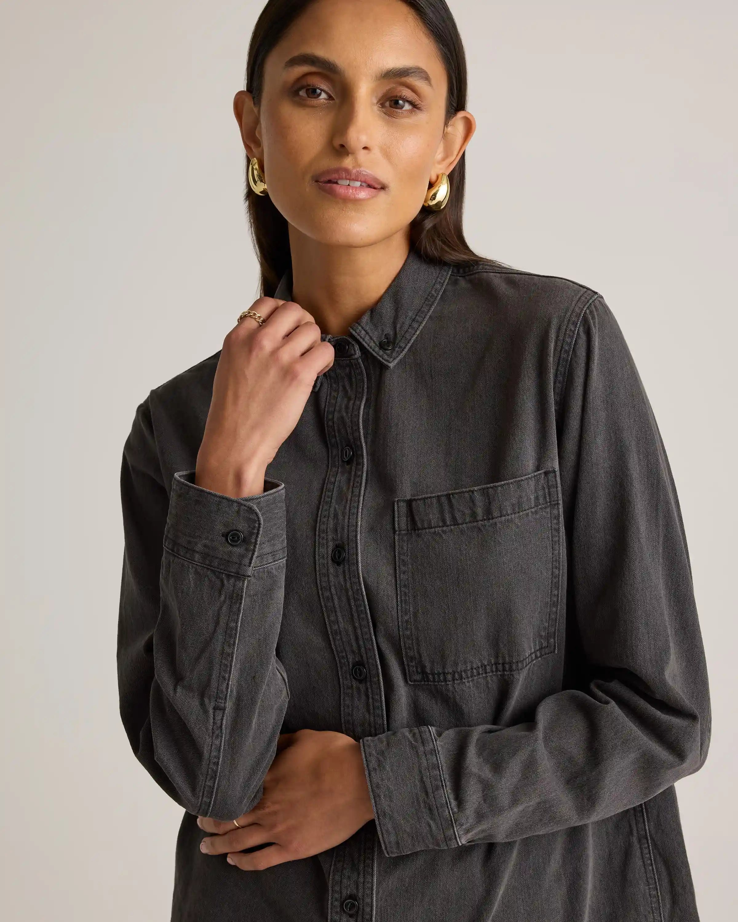 Distressed Denim Oversized Shirt