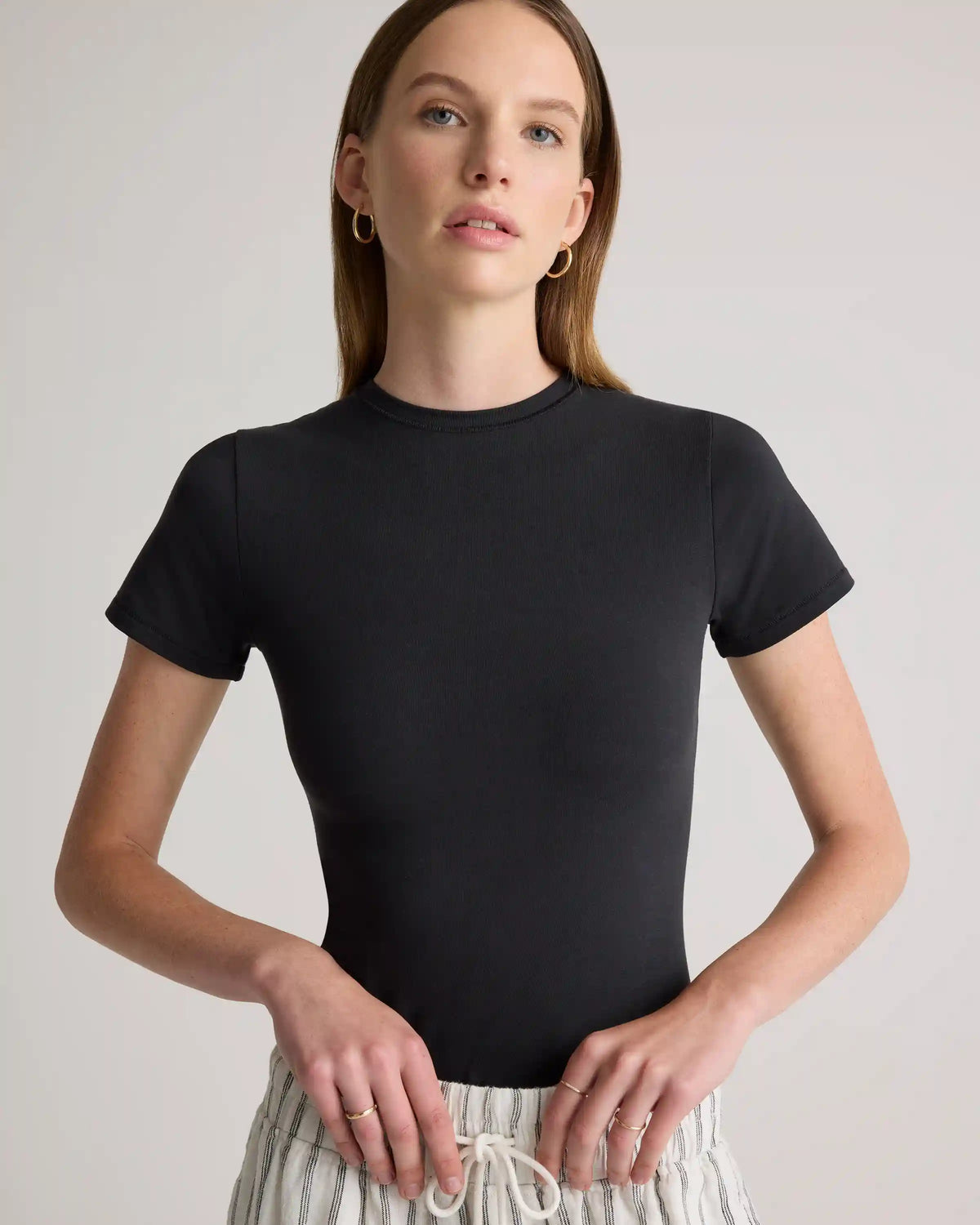 Stretch Cotton Jersey Fitted T-Shirt