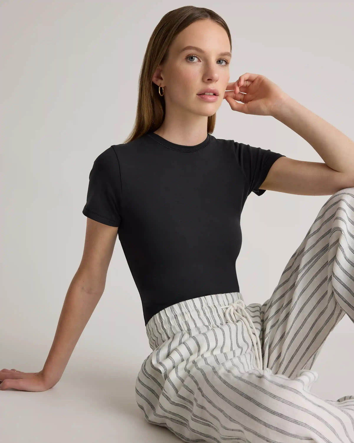 Stretch Cotton Jersey Fitted T-Shirt