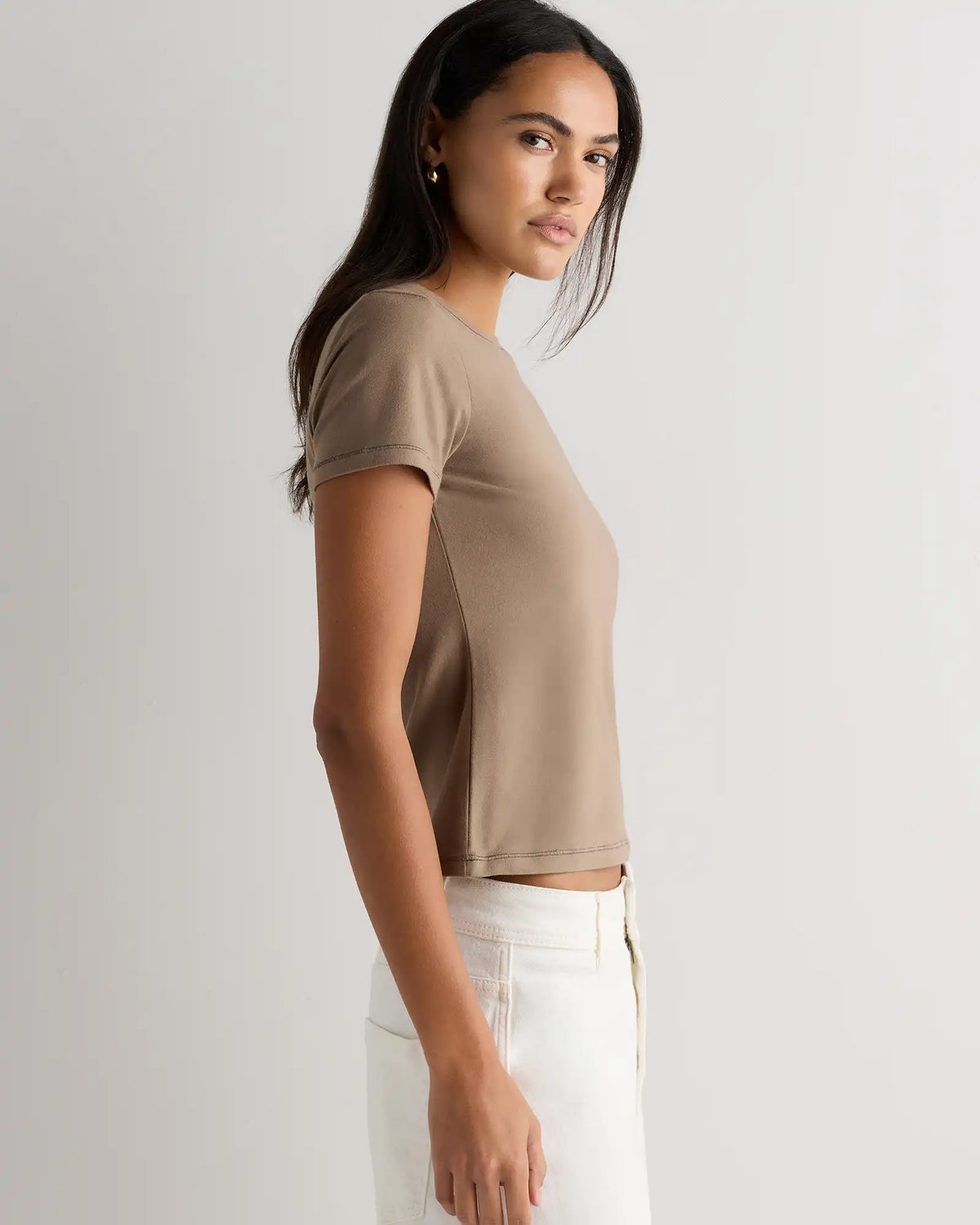 Stretch Cotton Jersey Fitted T-Shirt
