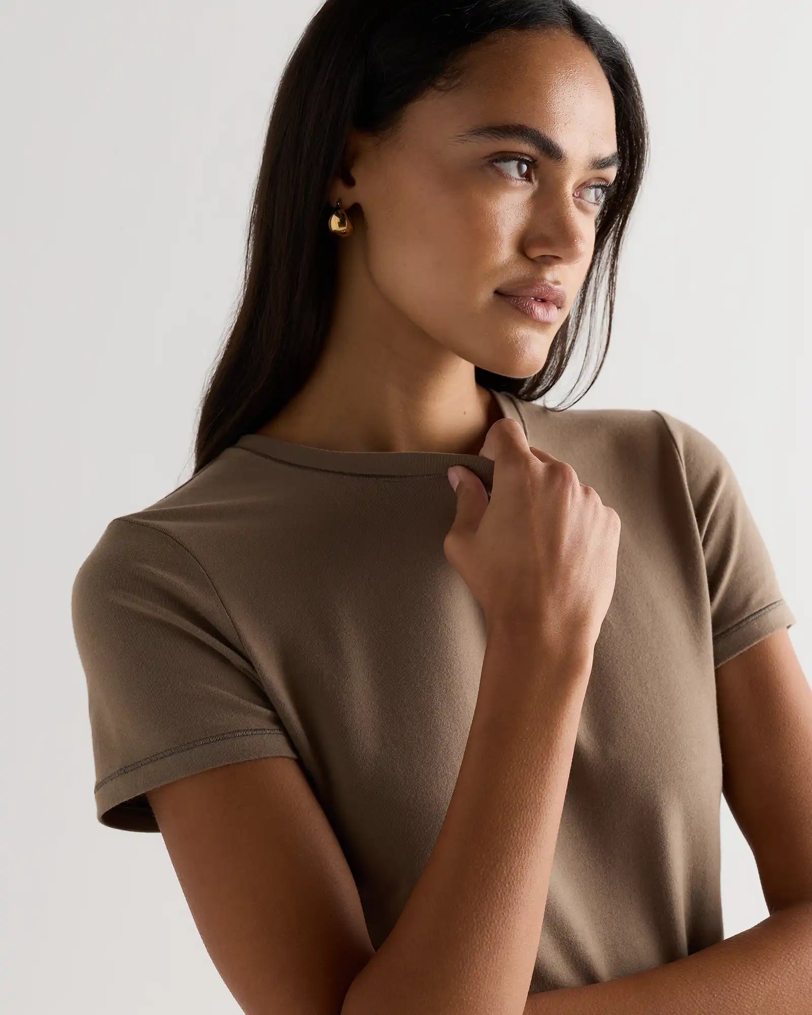 Stretch Cotton Jersey Fitted T-Shirt
