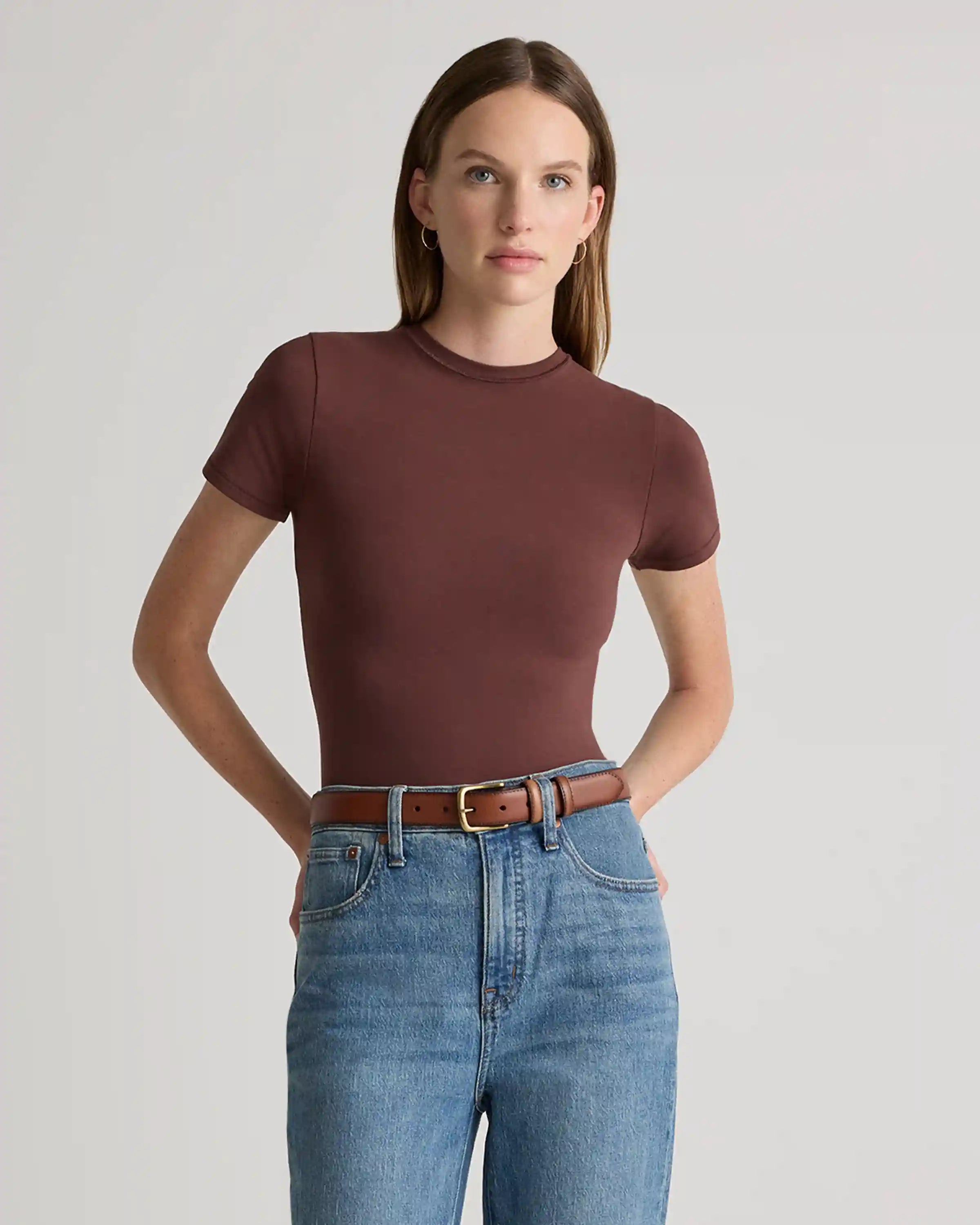 Stretch Cotton Jersey Fitted T-Shirt