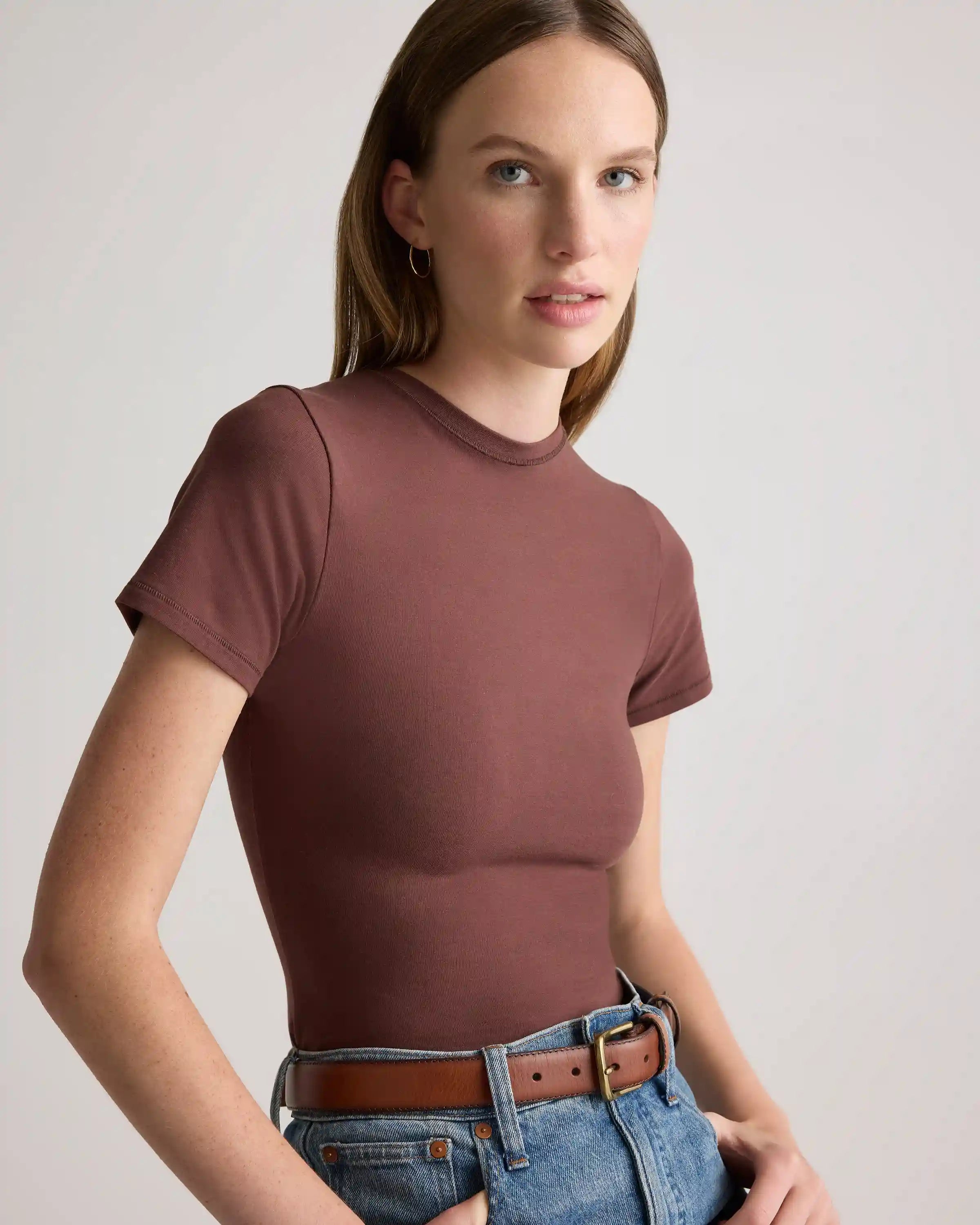 Stretch Cotton Jersey Fitted T-Shirt