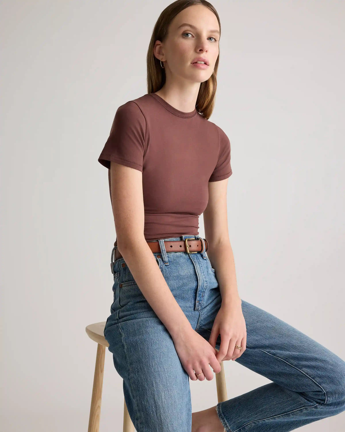 Stretch Cotton Jersey Fitted T-Shirt