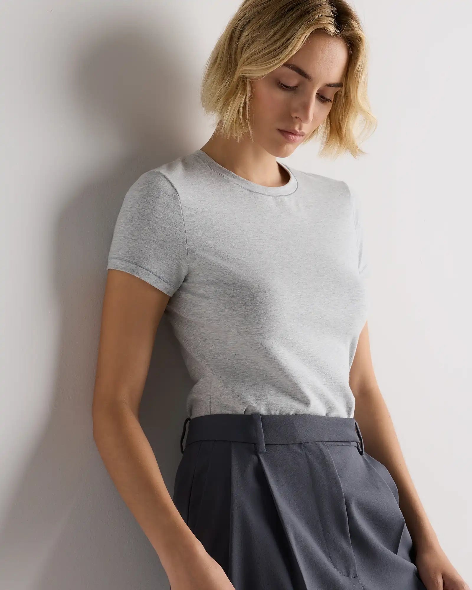 Stretch Cotton Jersey Fitted T-Shirt