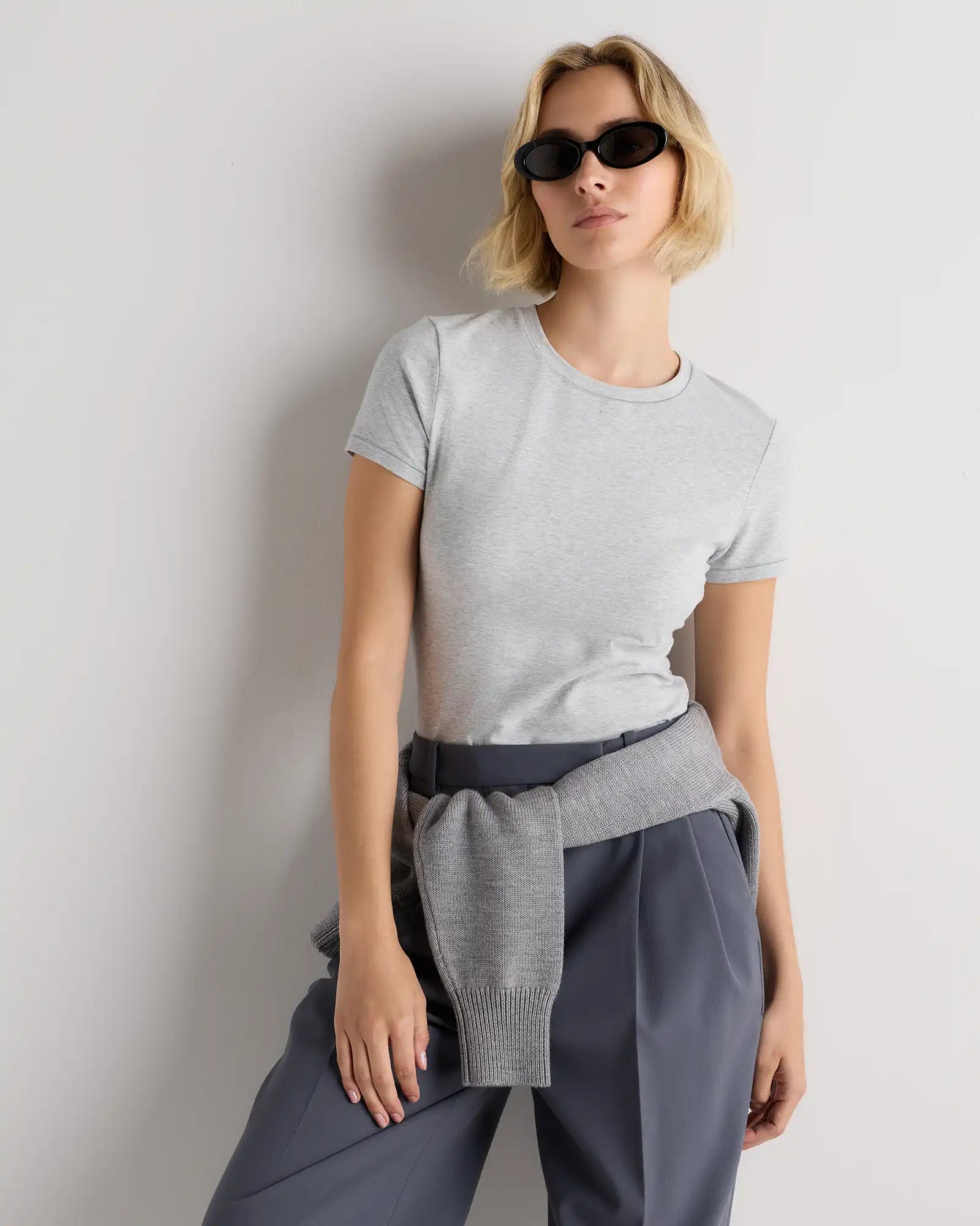 Stretch Cotton Jersey Fitted T-Shirt