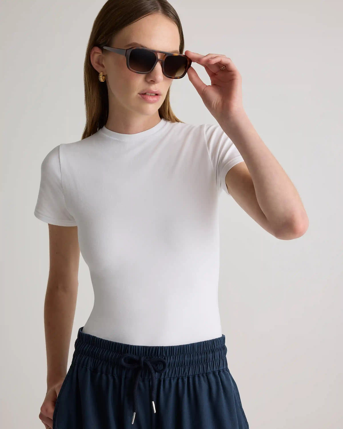 Stretch Cotton Jersey Fitted T-Shirt