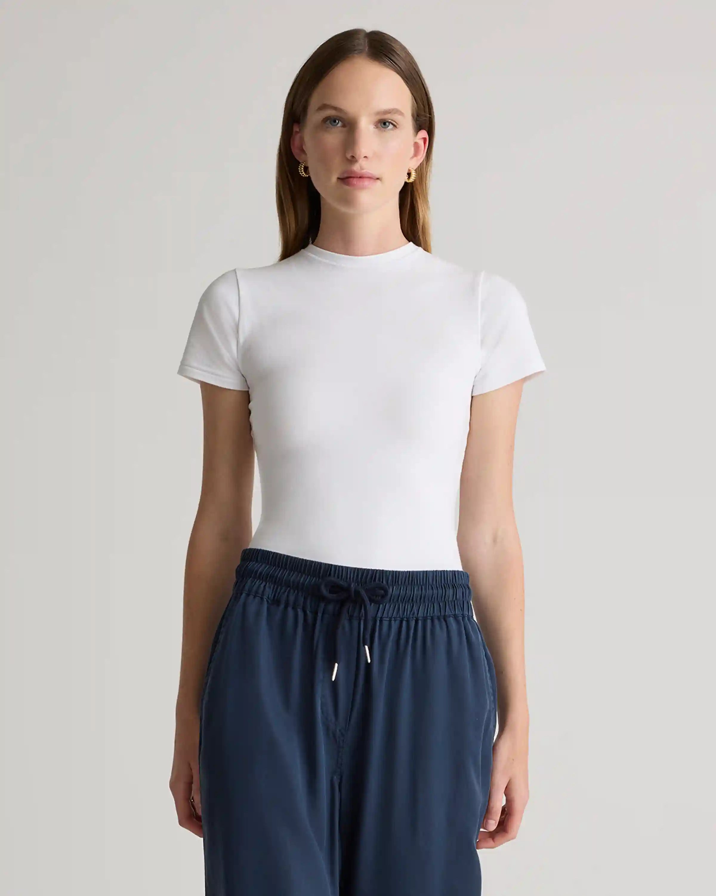 Stretch Cotton Jersey Fitted T-Shirt