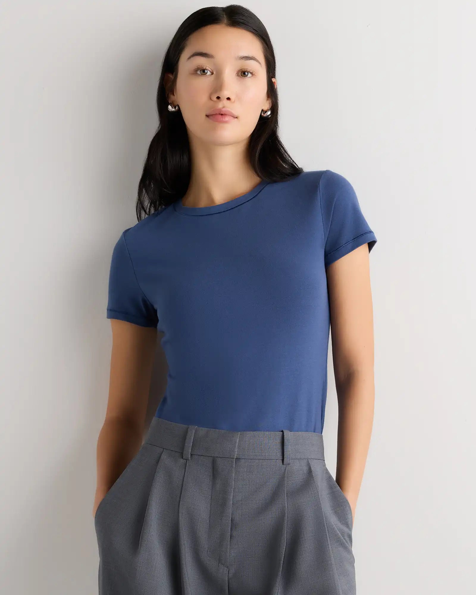 Stretch Cotton Jersey Fitted T-Shirt
