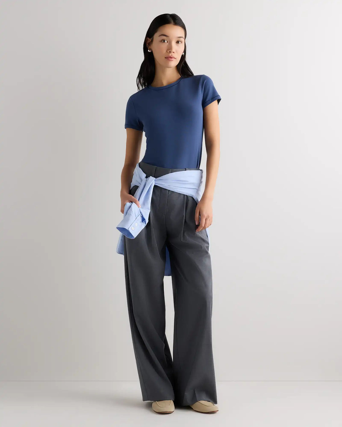 Stretch Cotton Jersey Fitted T-Shirt