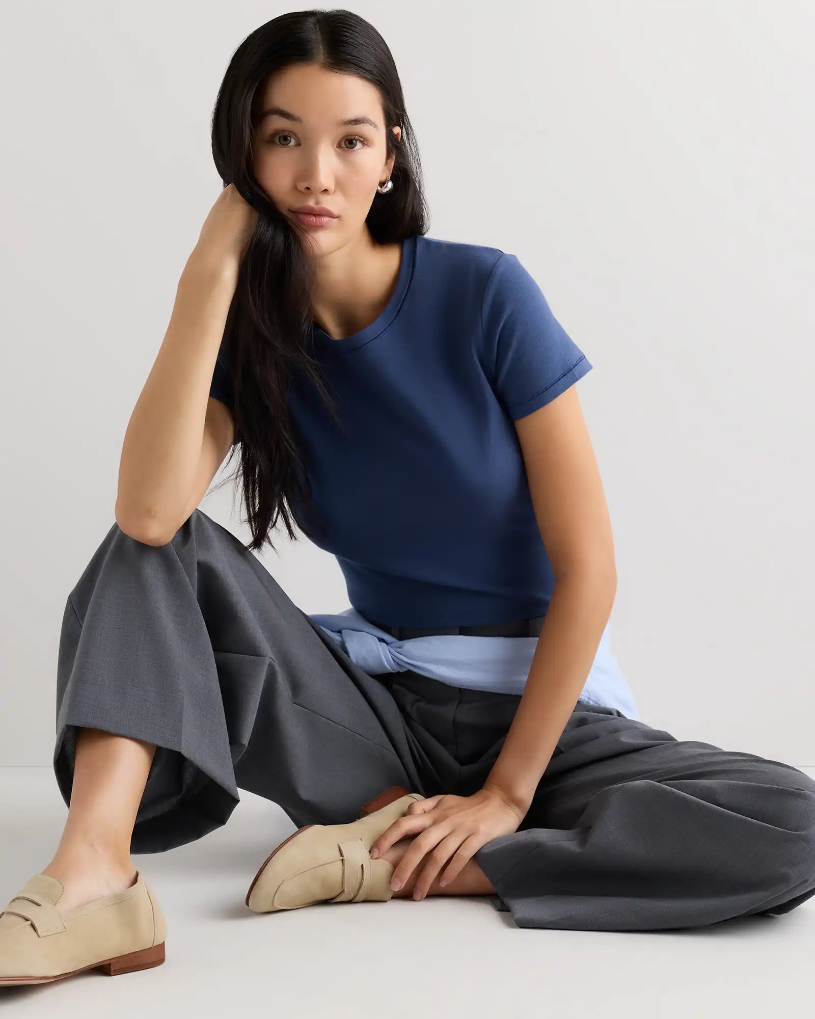 Stretch Cotton Jersey Fitted T-Shirt