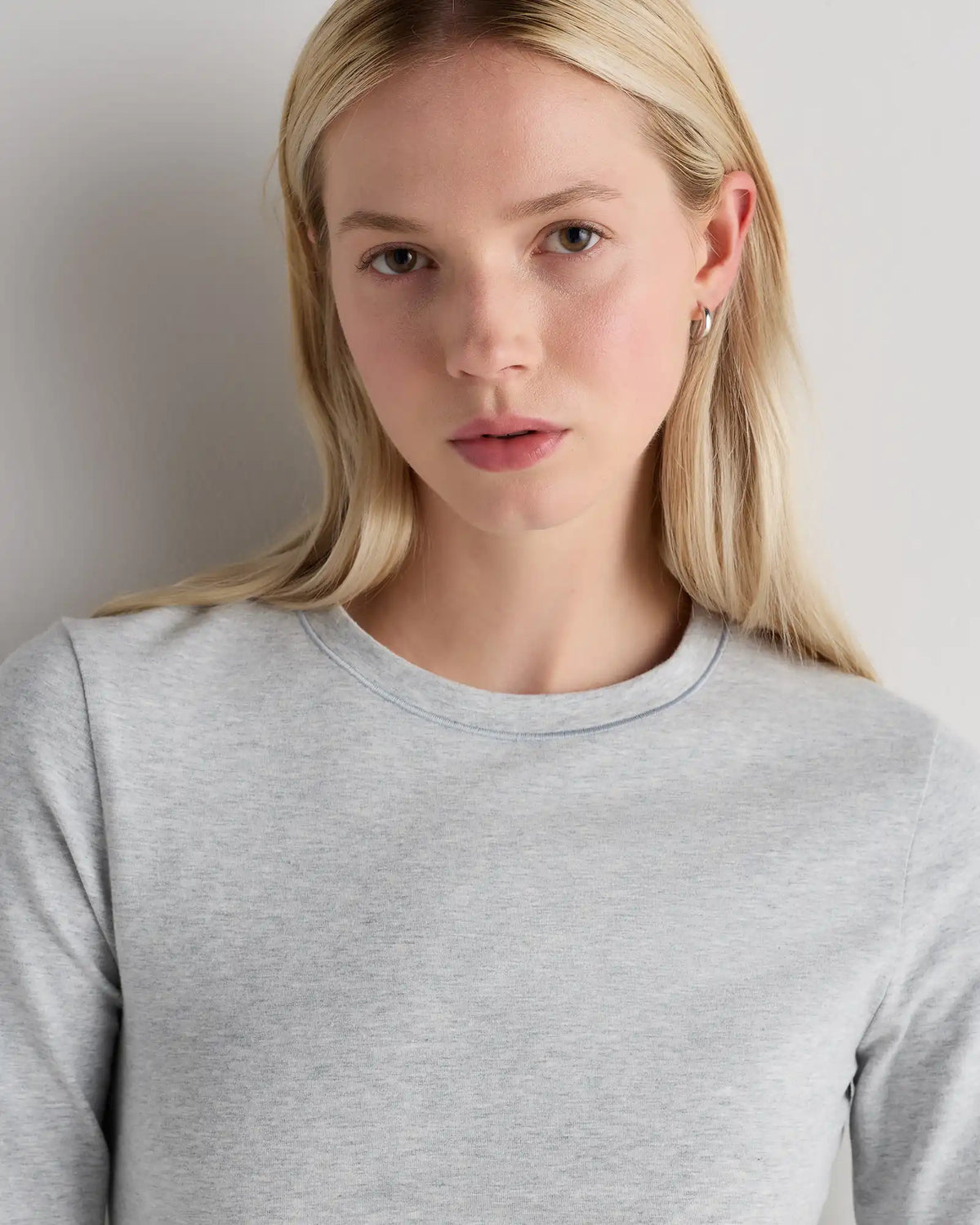 Stretch Cotton Jersey Fitted Long Sleeve T-Shirt