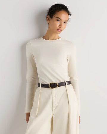 Stretch Cotton Jersey Fitted Long Sleeve T-Shirt
