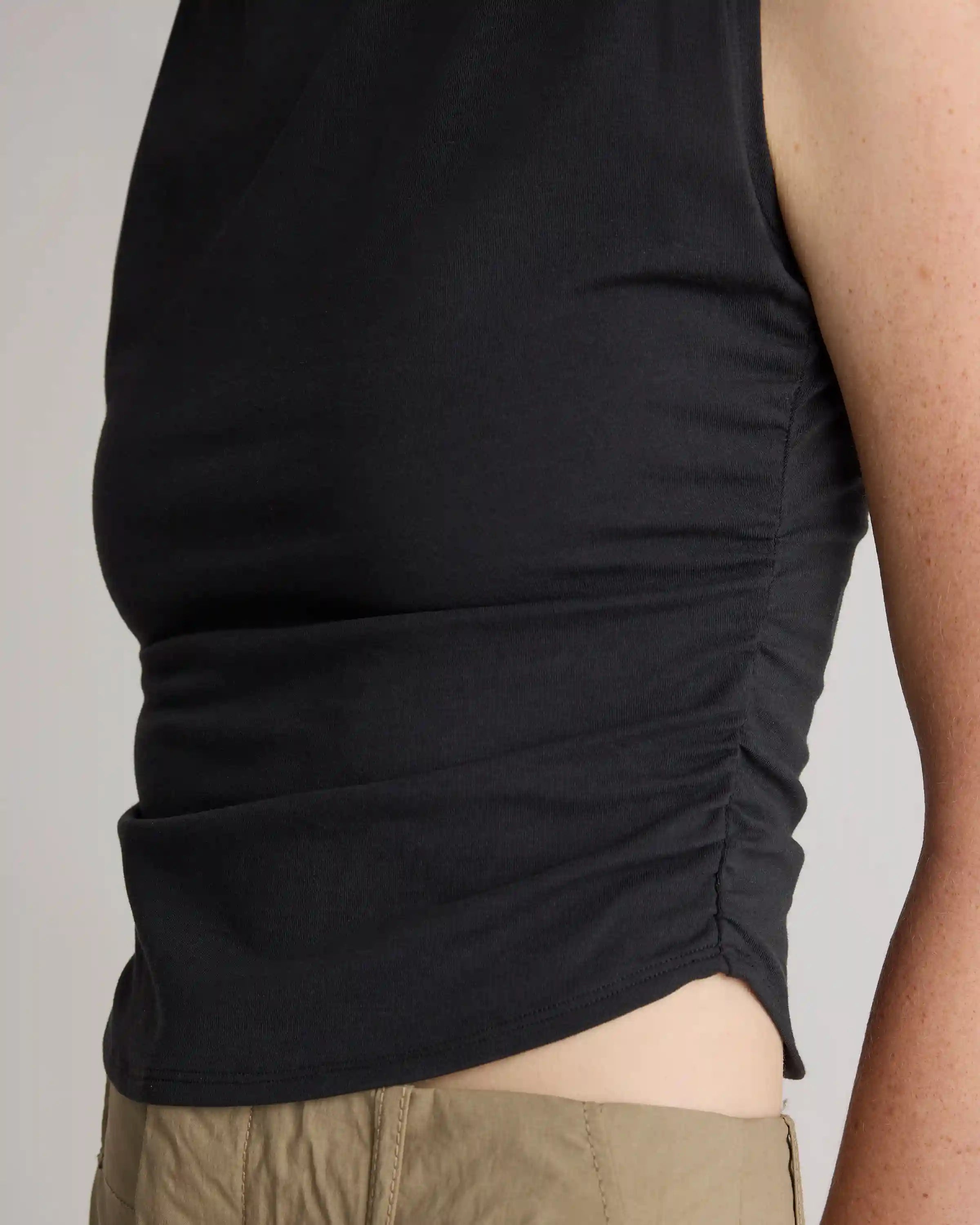 Stretch Cotton Jersey Sleeveless Mock Neck Top