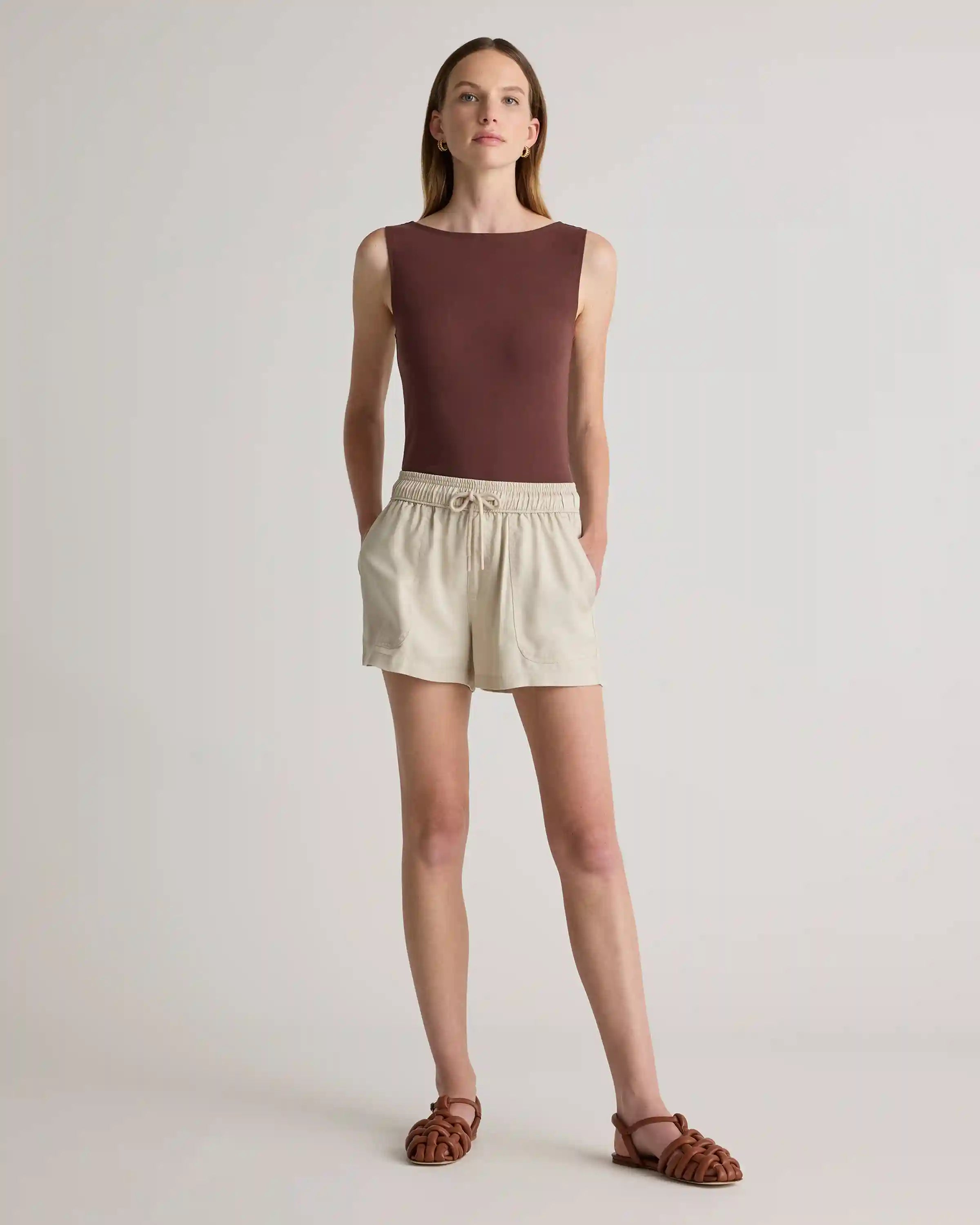 Stretch Cotton Jersey Boat Neck Tank