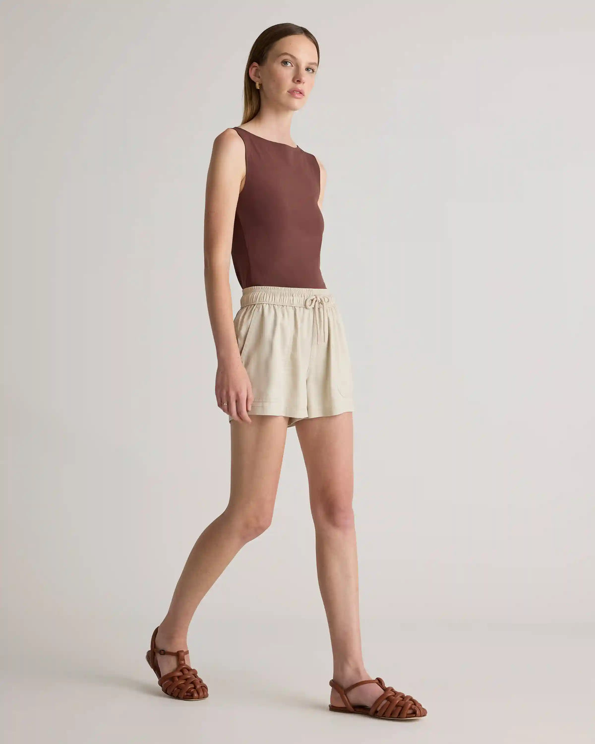 Stretch Cotton Jersey Boat Neck Tank