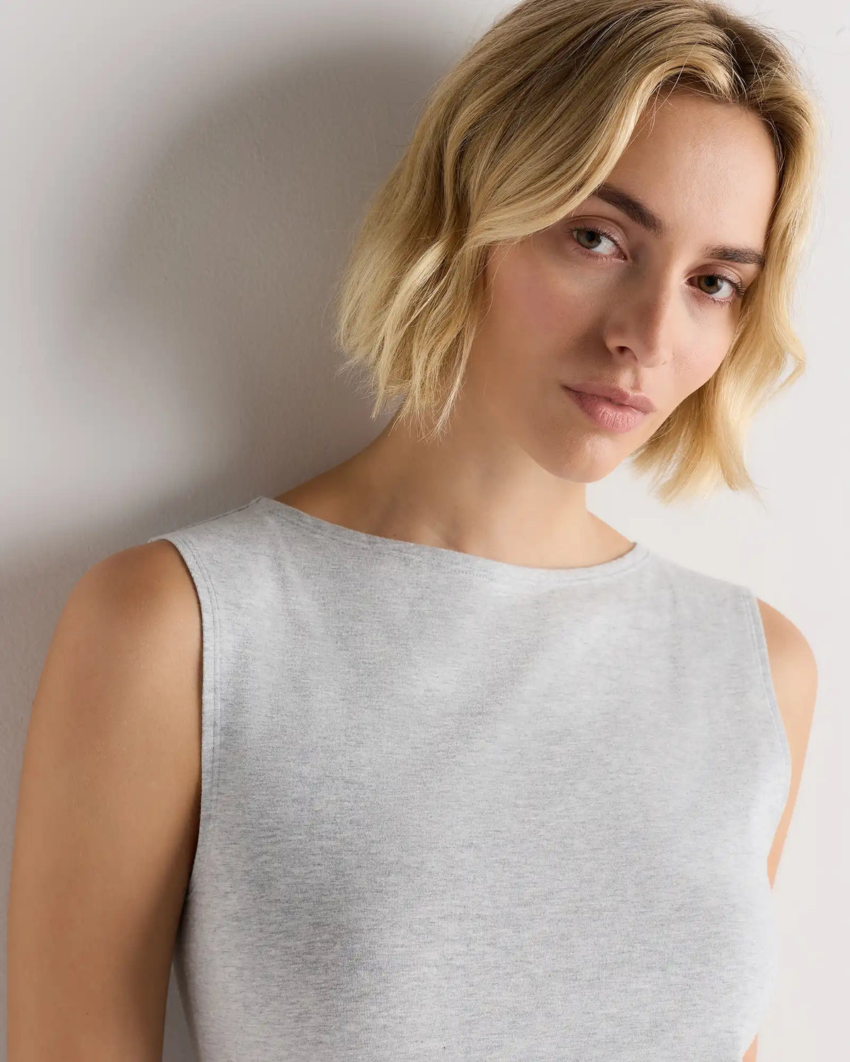 Stretch Cotton Jersey Boat Neck Tank