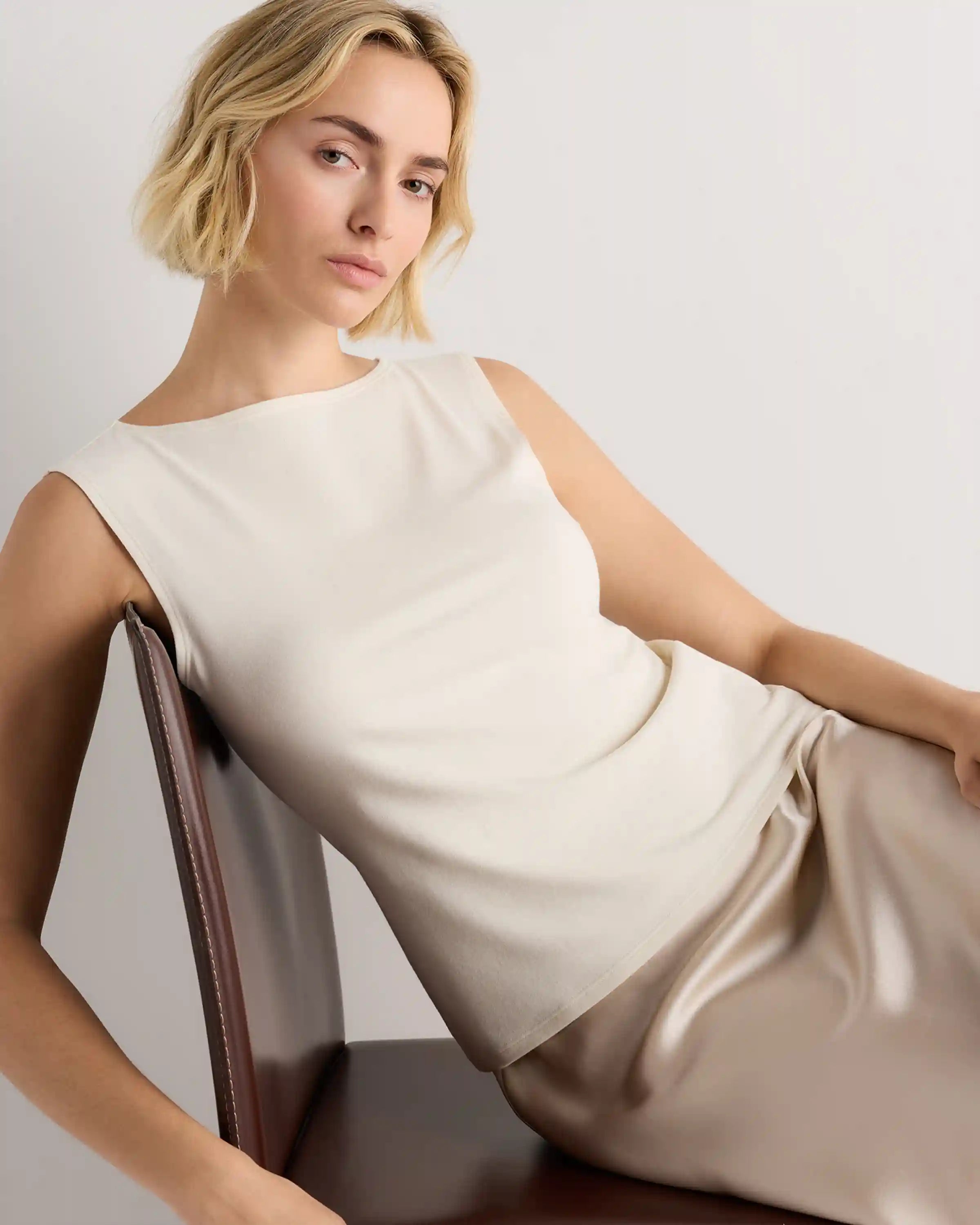Stretch Cotton Jersey Boat Neck Tank