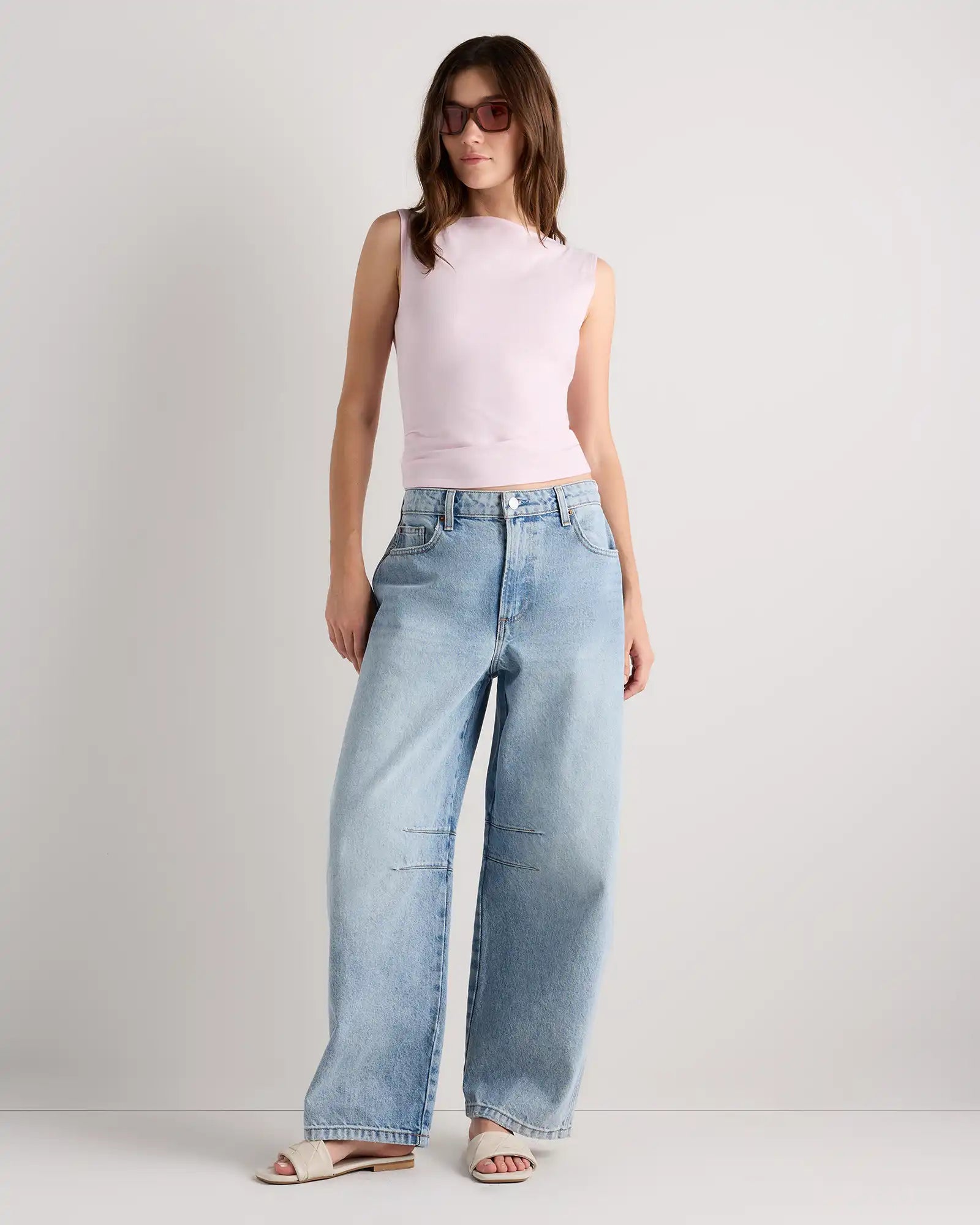 Stretch Cotton Jersey Boat Neck Tank