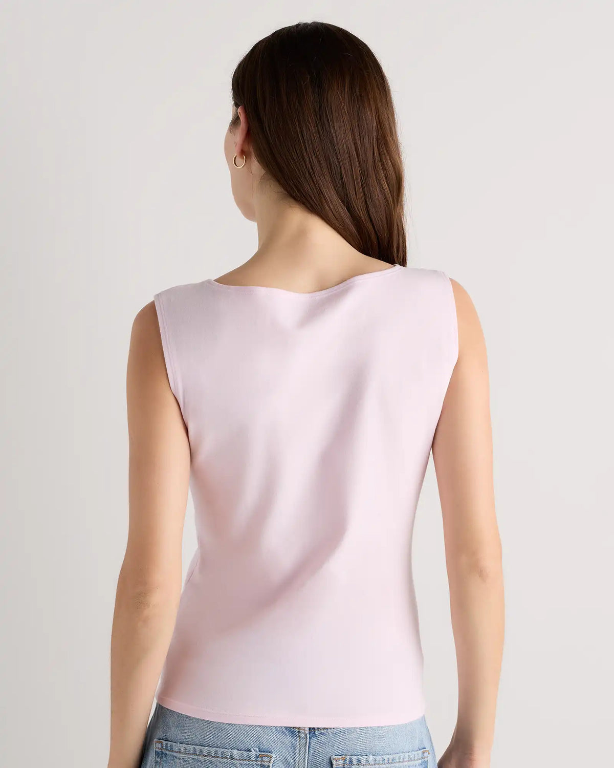 Stretch Cotton Jersey Boat Neck Tank