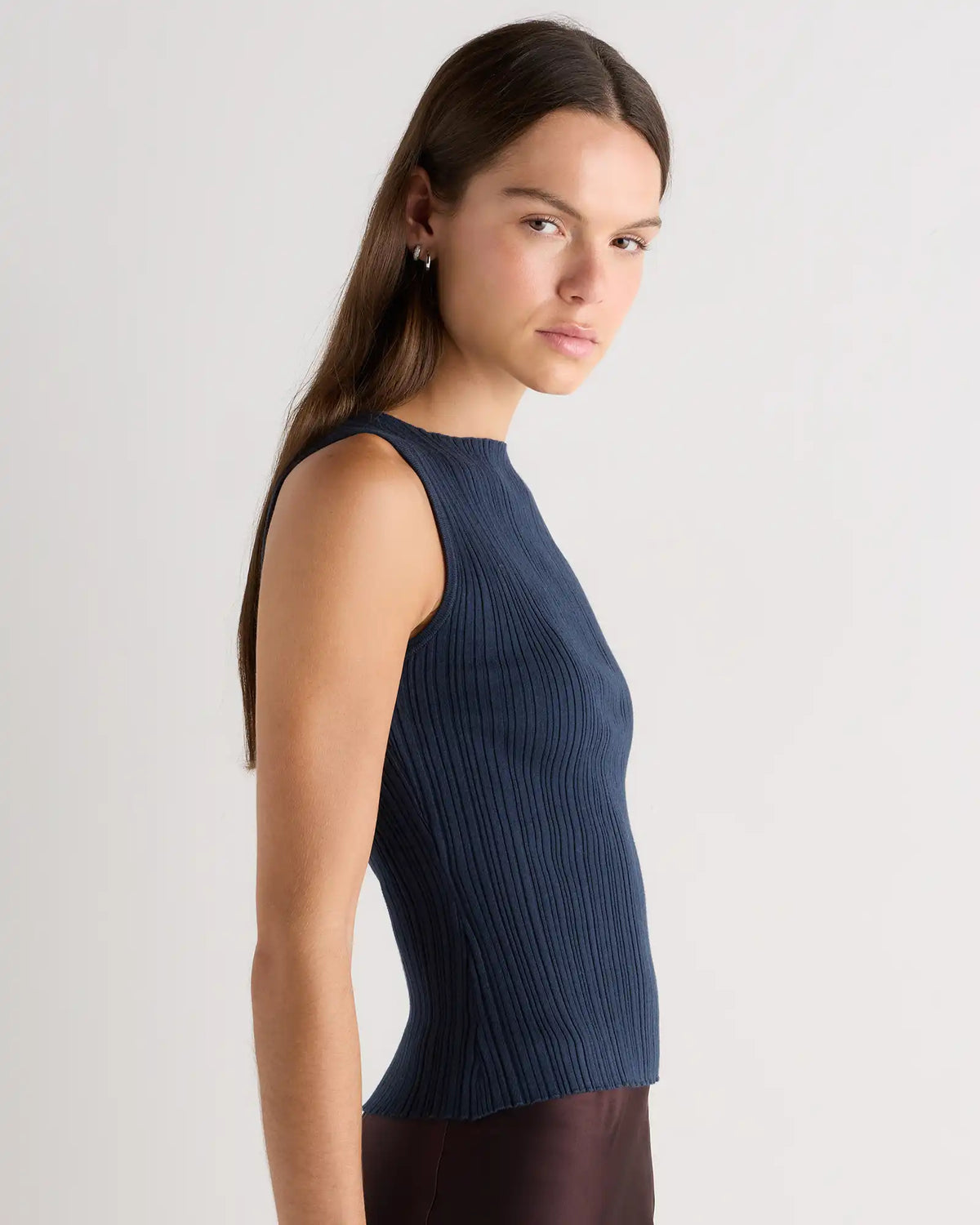 Cotton Cashmere Ribbed Tank