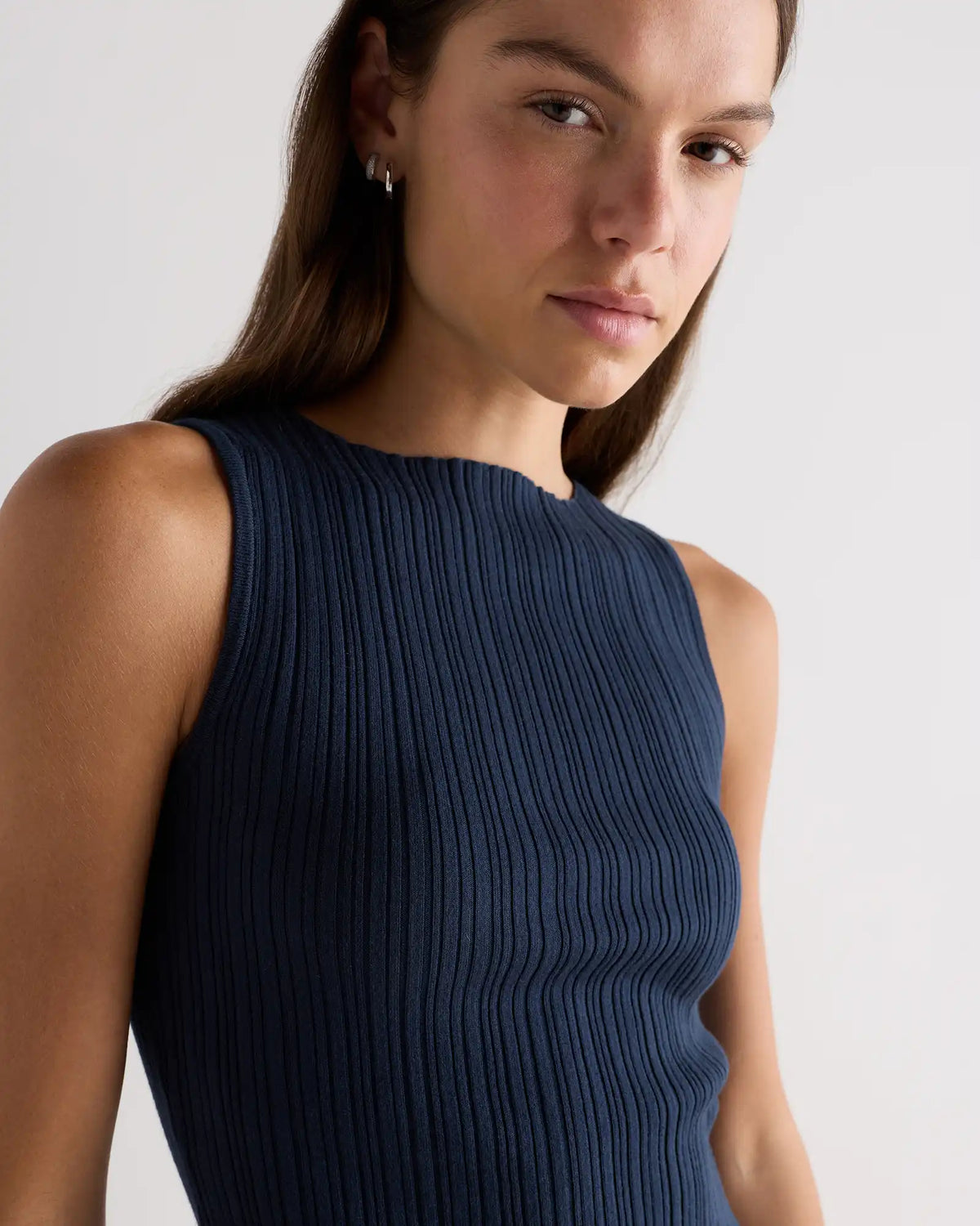Cotton Cashmere Ribbed Tank