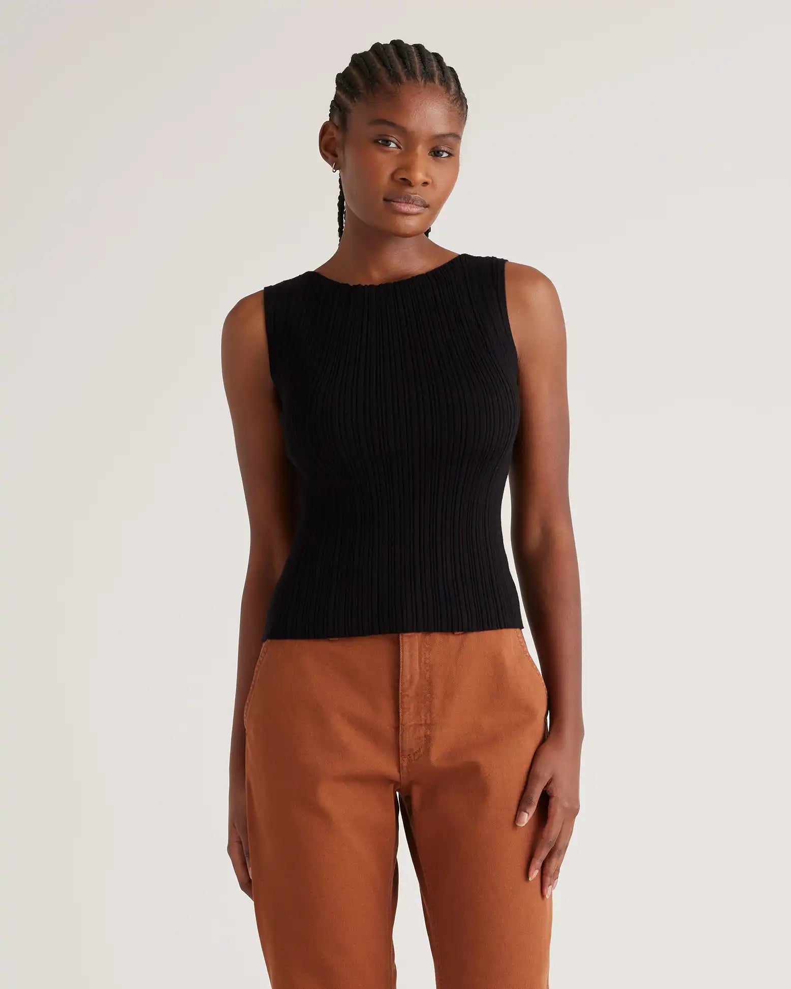 Cotton Cashmere Ribbed Tank