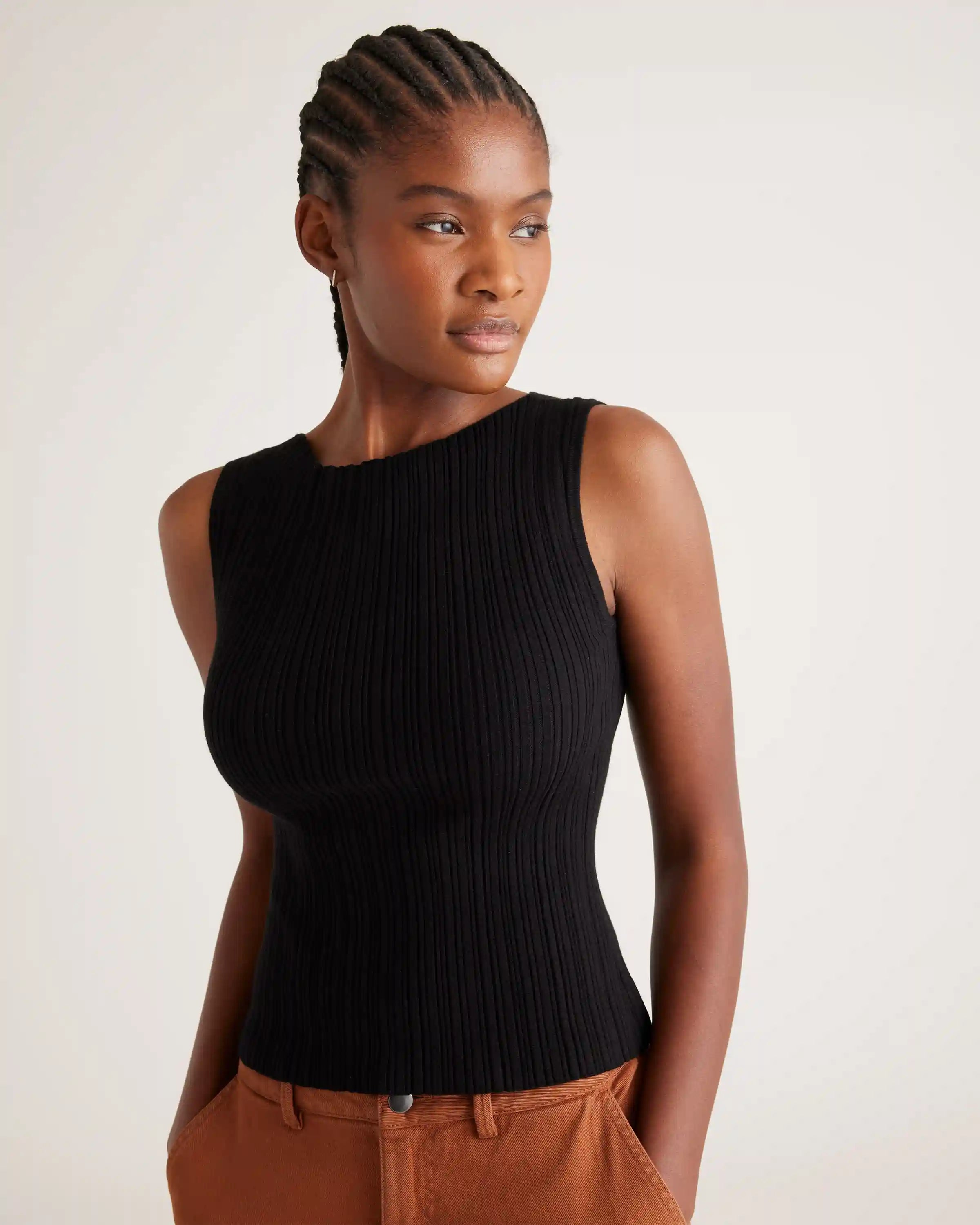Cotton Cashmere Ribbed Tank
