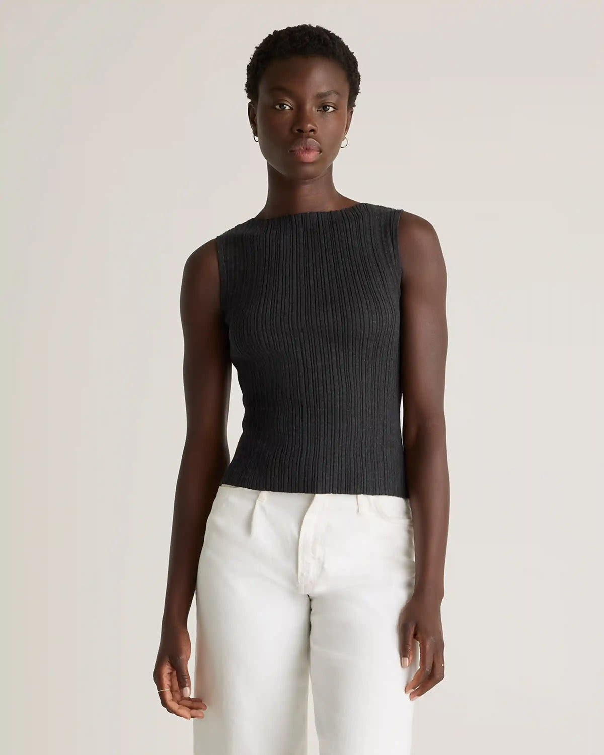 Cotton Cashmere Ribbed Tank