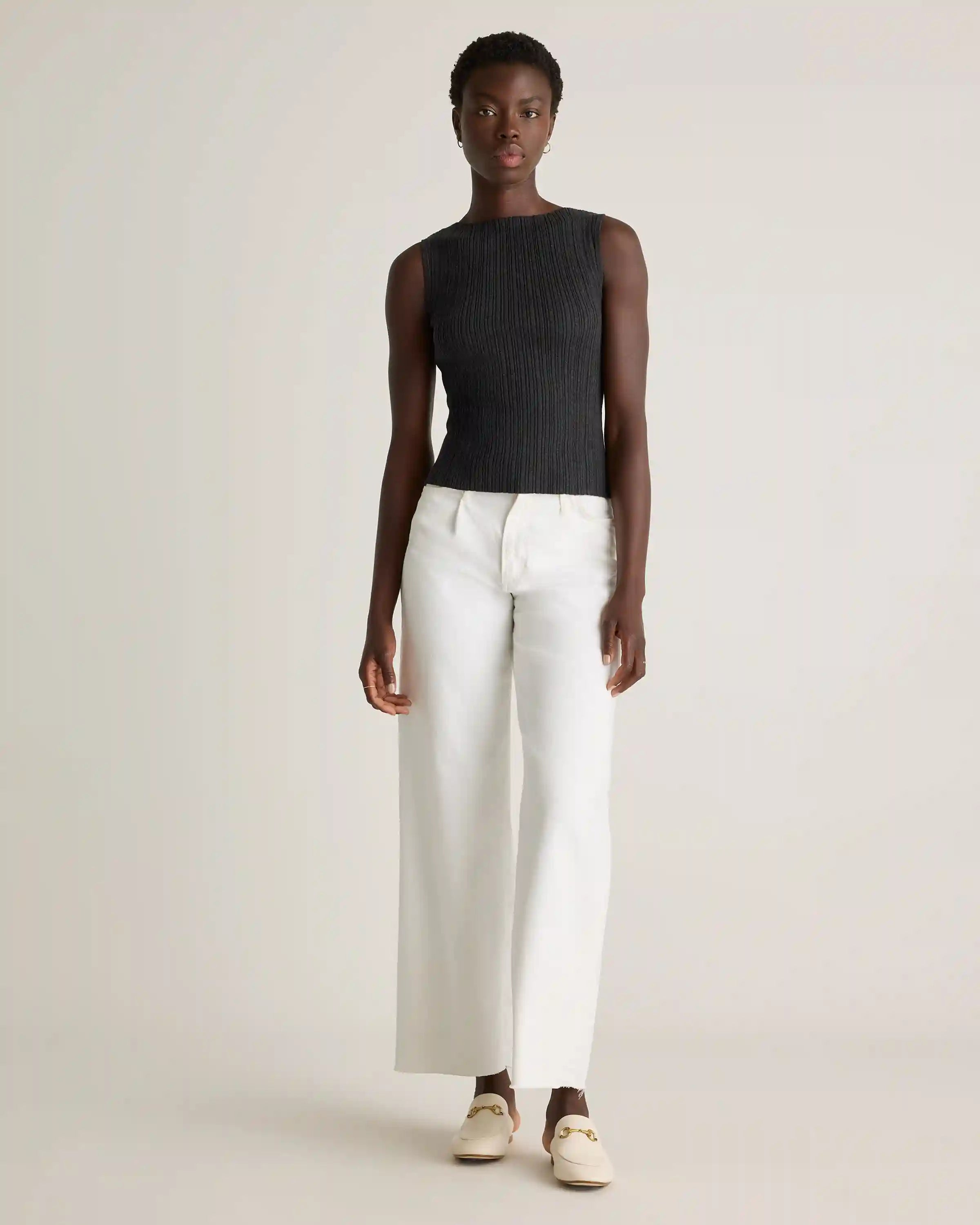 Cotton Cashmere Ribbed Tank