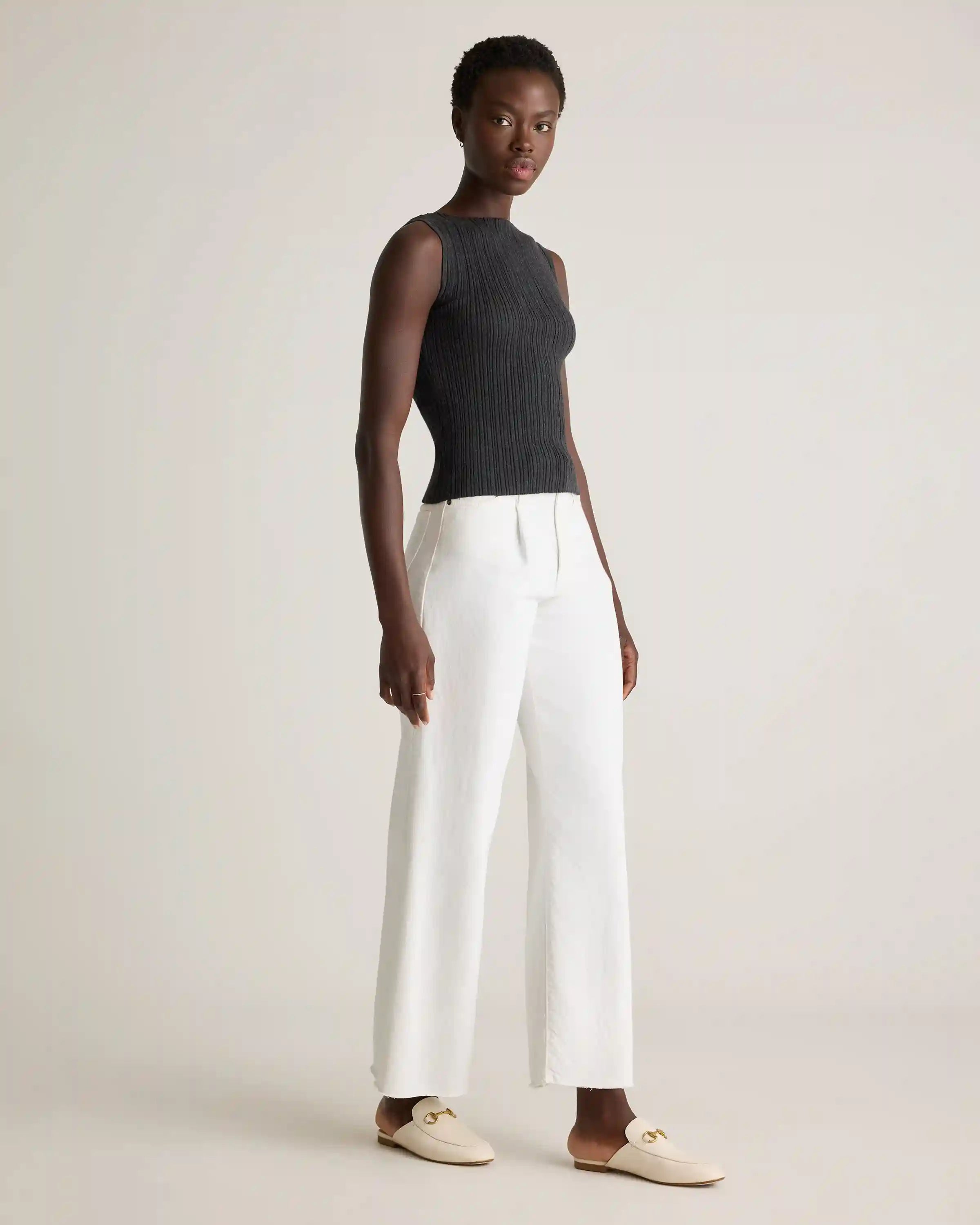 Cotton Cashmere Ribbed Tank