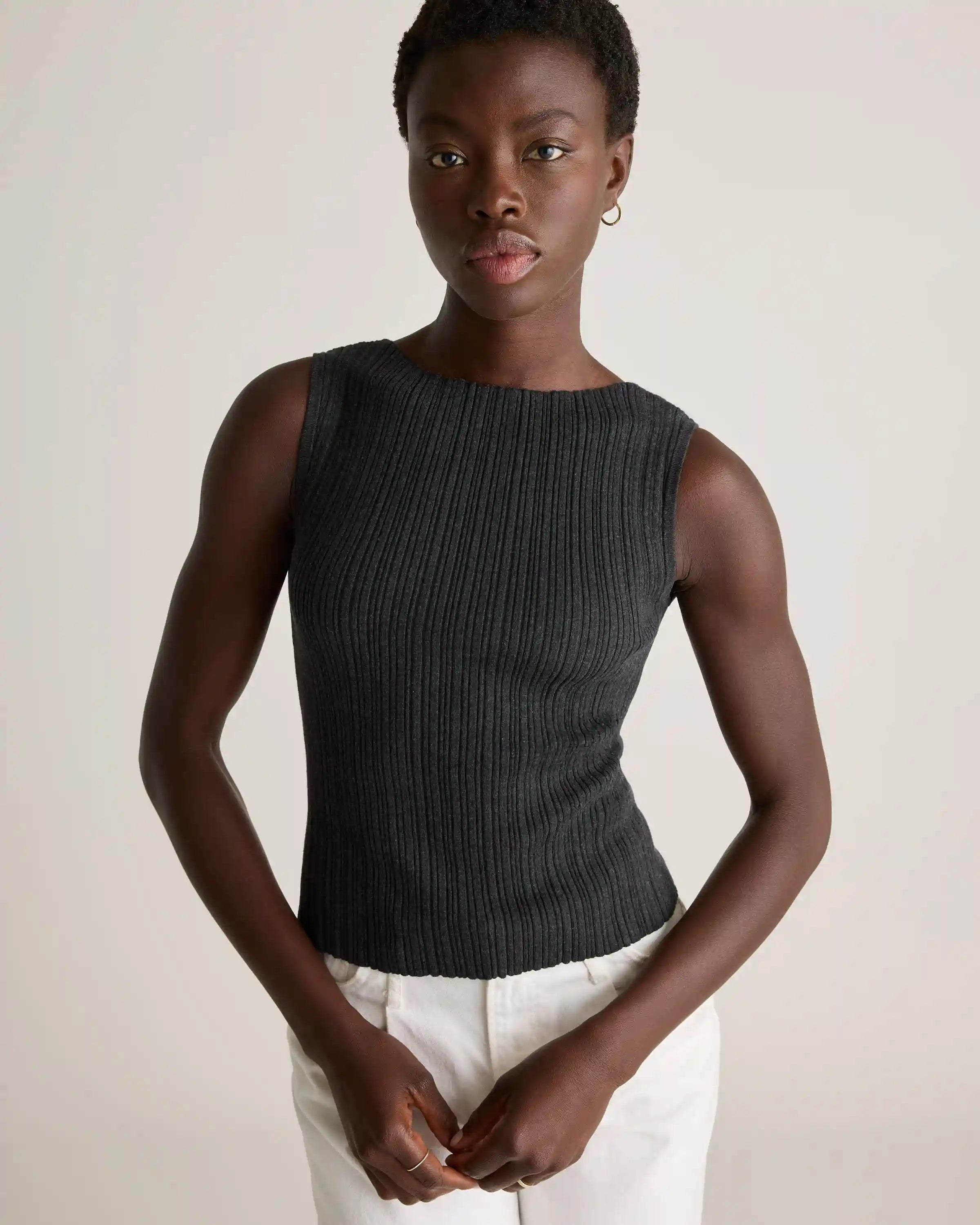 Cotton Cashmere Ribbed Tank