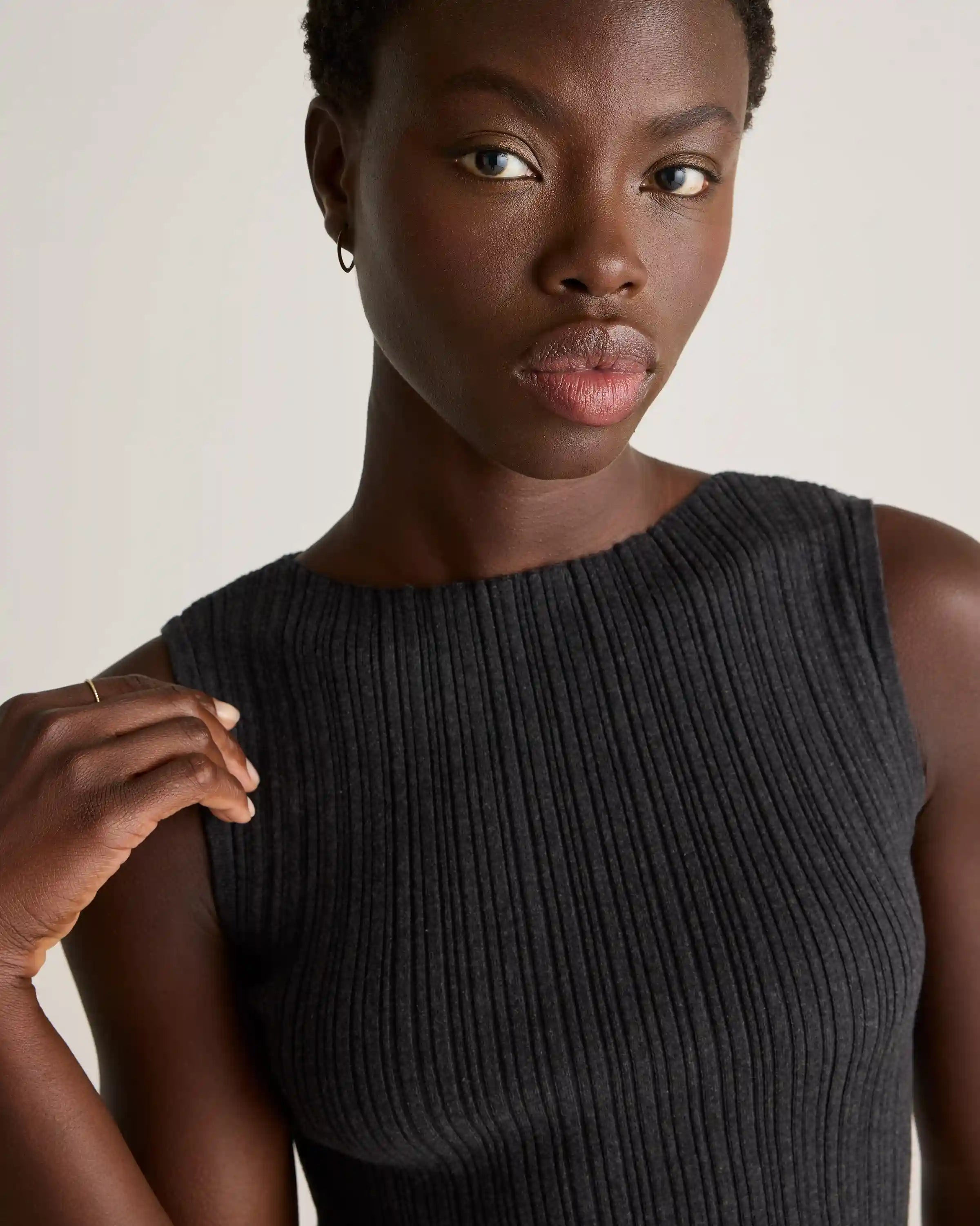 Cotton Cashmere Ribbed Tank