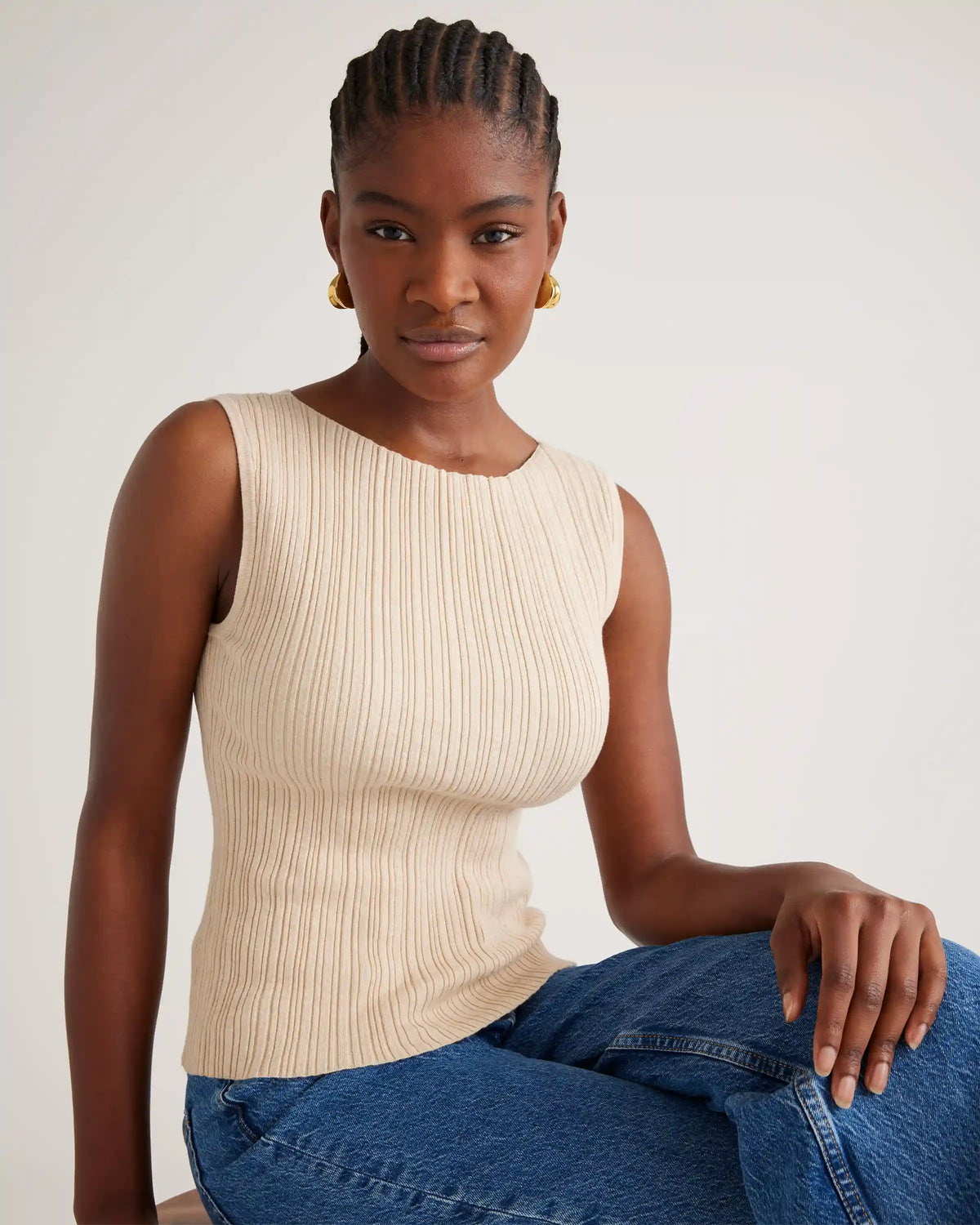 Cotton Cashmere Ribbed Tank