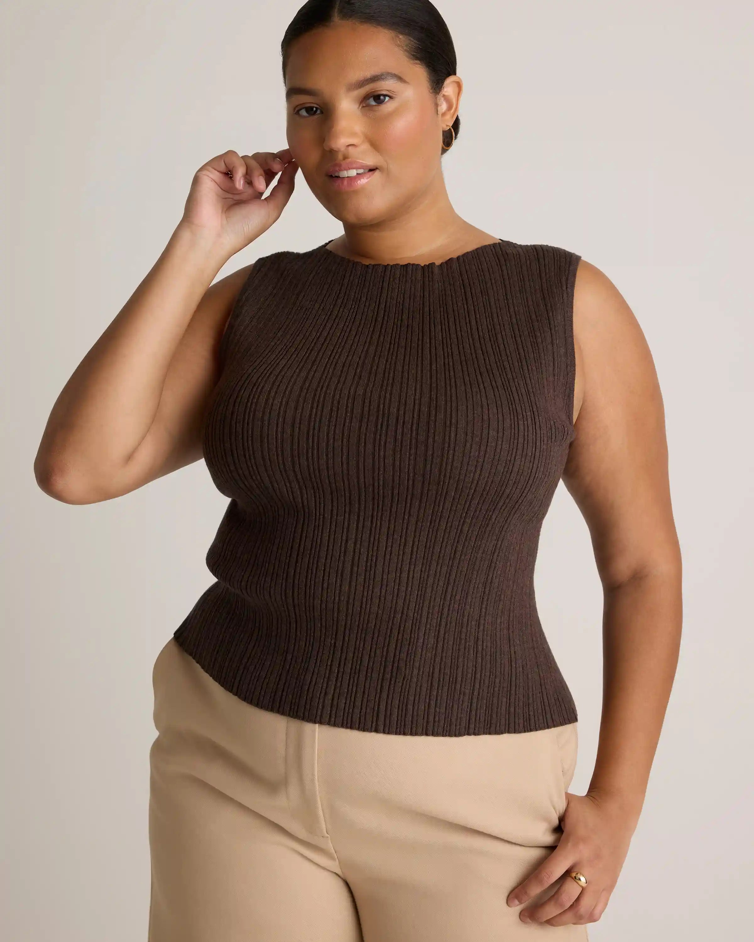Cotton Cashmere Ribbed Tank