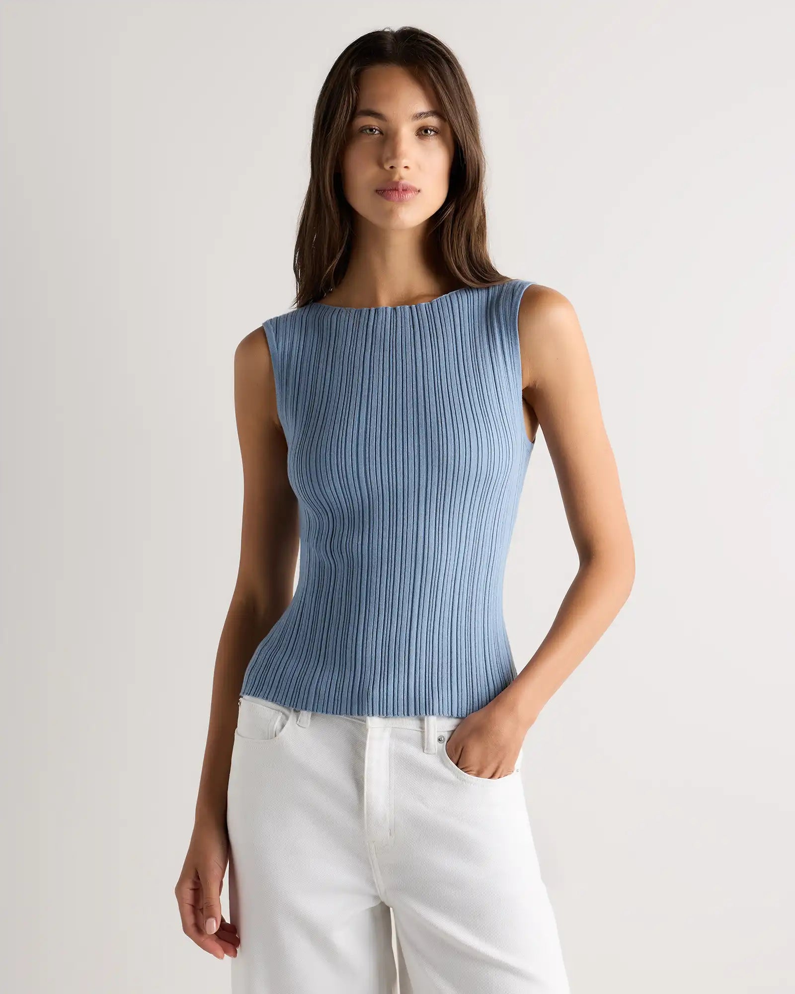 Cotton Cashmere Ribbed Tank