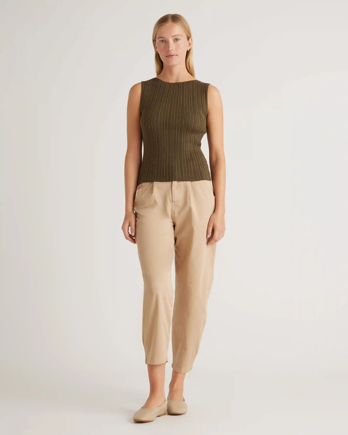 Cotton Cashmere Ribbed Tank