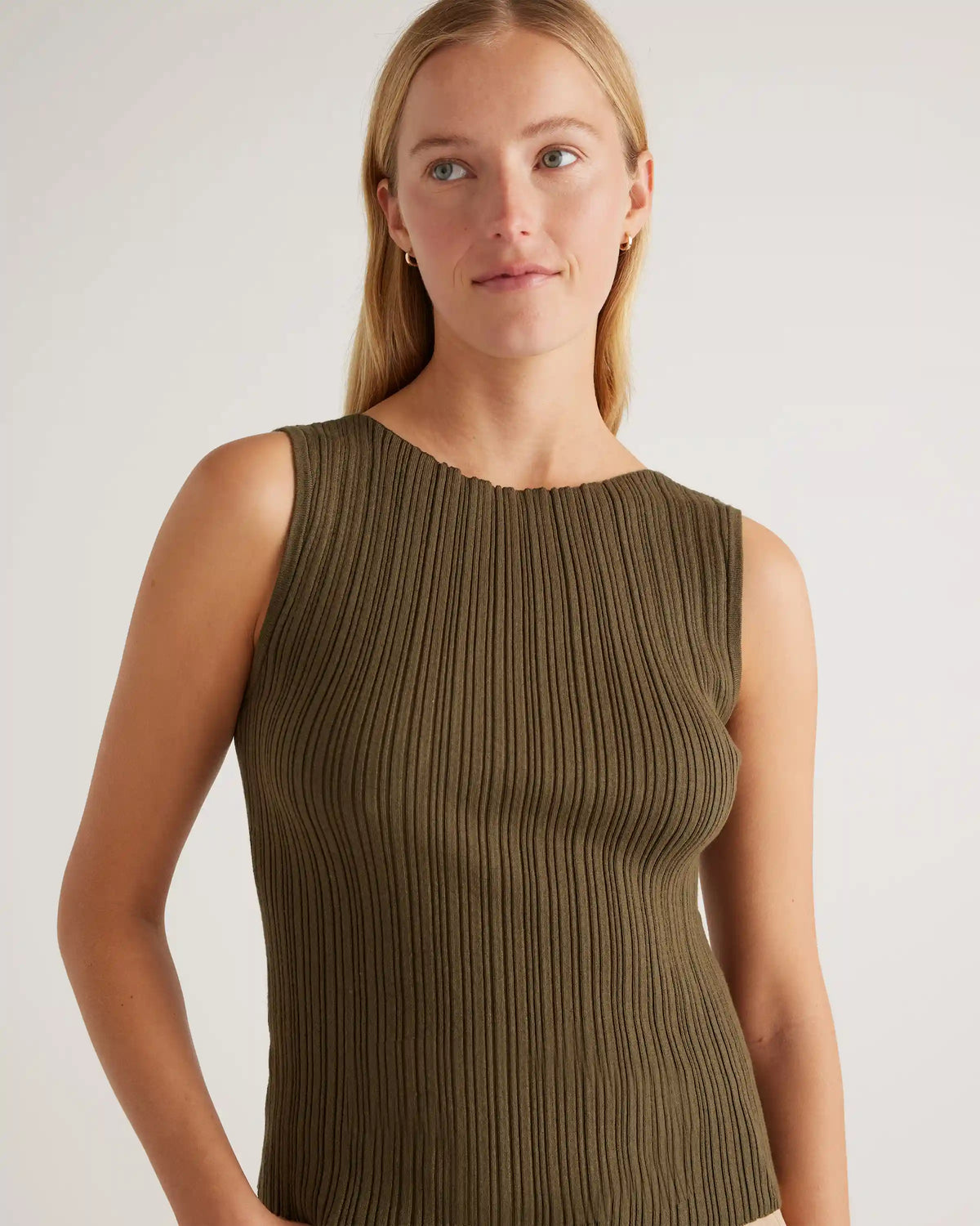 Cotton Cashmere Ribbed Tank